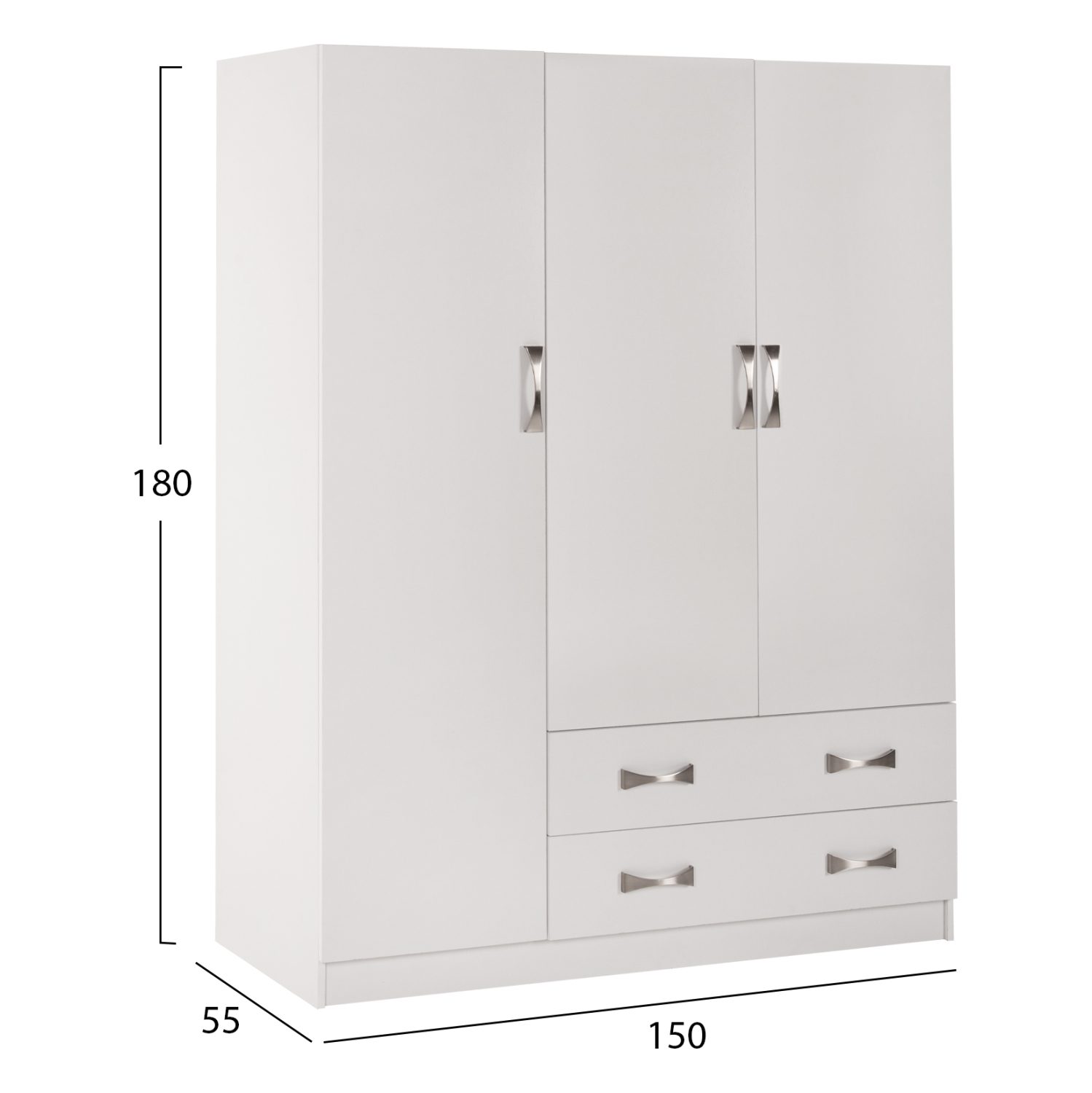 ΝΤΟΥΛΑΠΑ 3ΦΥΛΛΗ CARLY HM384.05 ΜΕ ΔΥΟ ΣΥΡΤΑΡΙΑ ΛΕΥΚΗ 150X55Χ180Υεκ. - Image 2