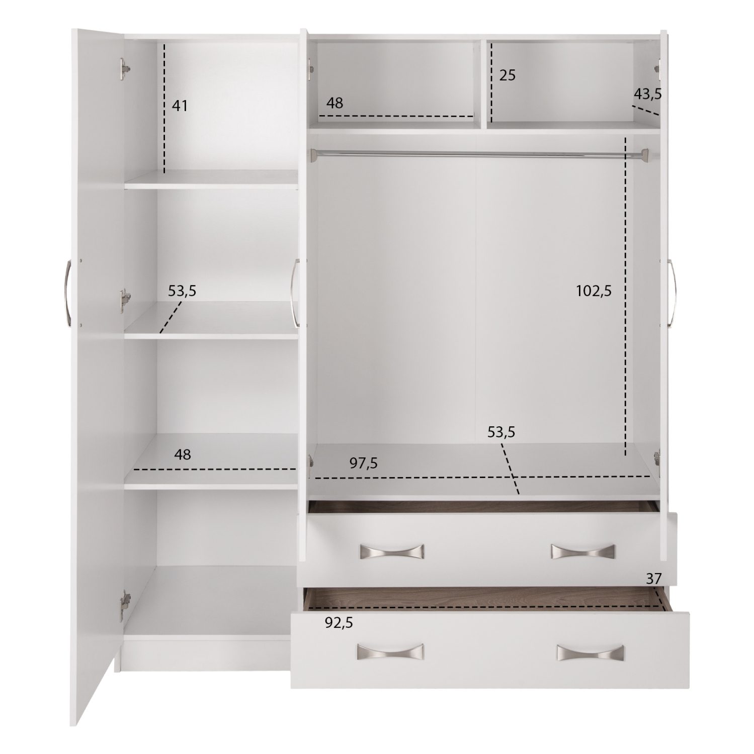 ΝΤΟΥΛΑΠΑ 3ΦΥΛΛΗ CARLY HM384.05 ΜΕ ΔΥΟ ΣΥΡΤΑΡΙΑ ΛΕΥΚΗ 150X55Χ180Υεκ. - Image 4