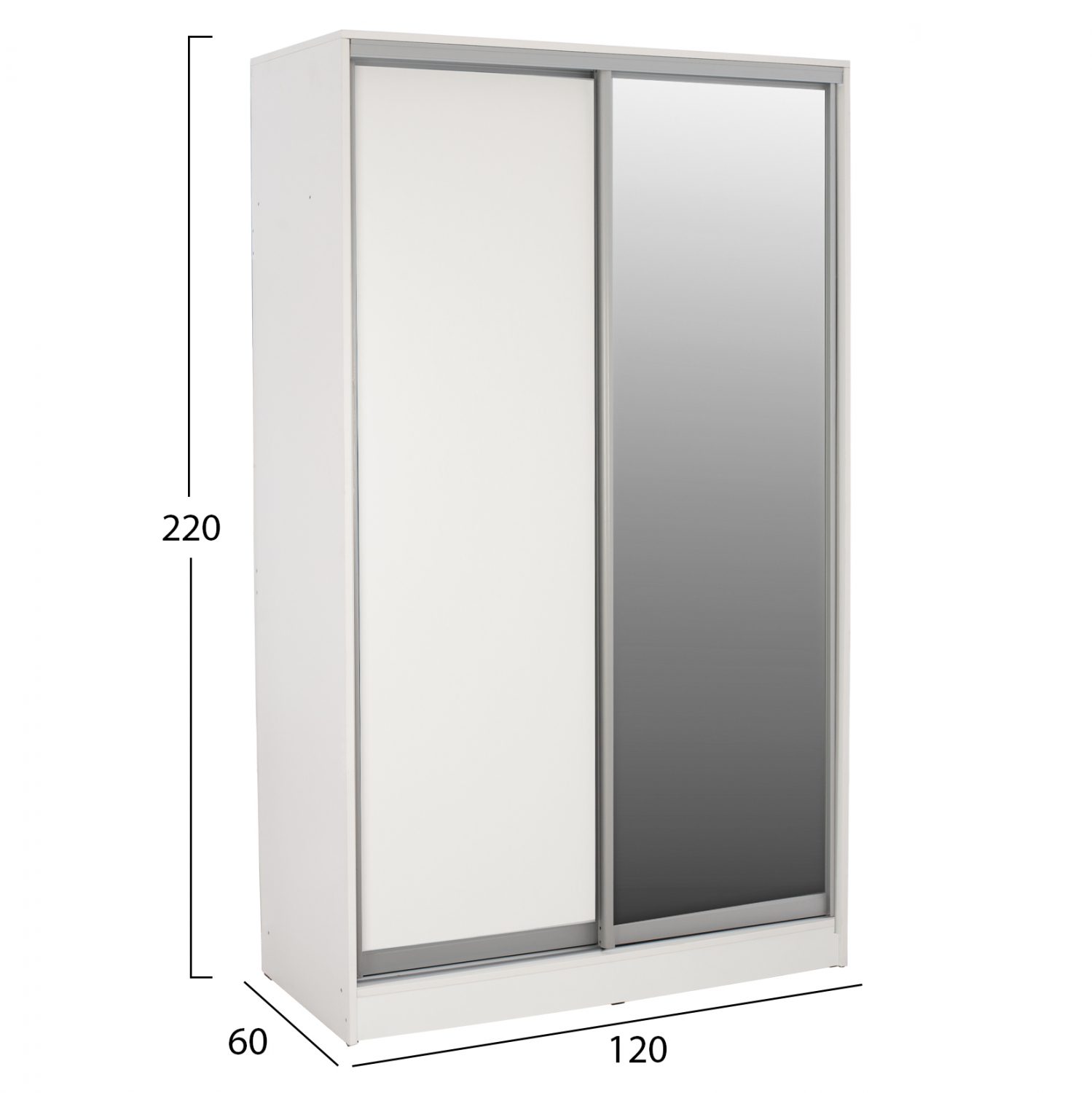 ΝΤΟΥΛΑΠΑ ΣΥΡΟΜΕΝΗ ADLER ΜΕΛΑΜΙΝΗΣ 120x60x220Yεκ. ΔΙΦΥΛΛΗ ΛΕΥΚΗ ΜΕ ΚΑΘΡΕΠΤΗ HM2460.03 - Image 2