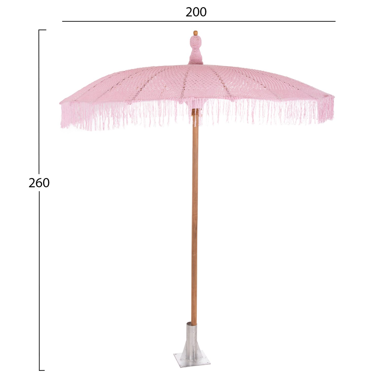 ΟΜΠΡΕΛΑ ΜΠΑΛΙΝΕΖΙΚΗ ΜΑΚΡΑΜΕ ΡΟΖ ΞΥΛO TEAK Φ200X260εκ. HM6035.04 - Image 2