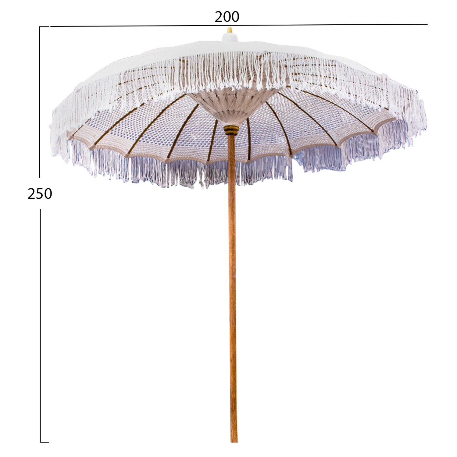 ΟΜΠΡΕΛΑ ΜΠΑΛΙΝΕΖΙΚΗ ΜΑΚΡΑΜΕ ΜΠΕΖ ΞΥΛO TEAK Φ200X250εκ. HM6035.01 - Image 2