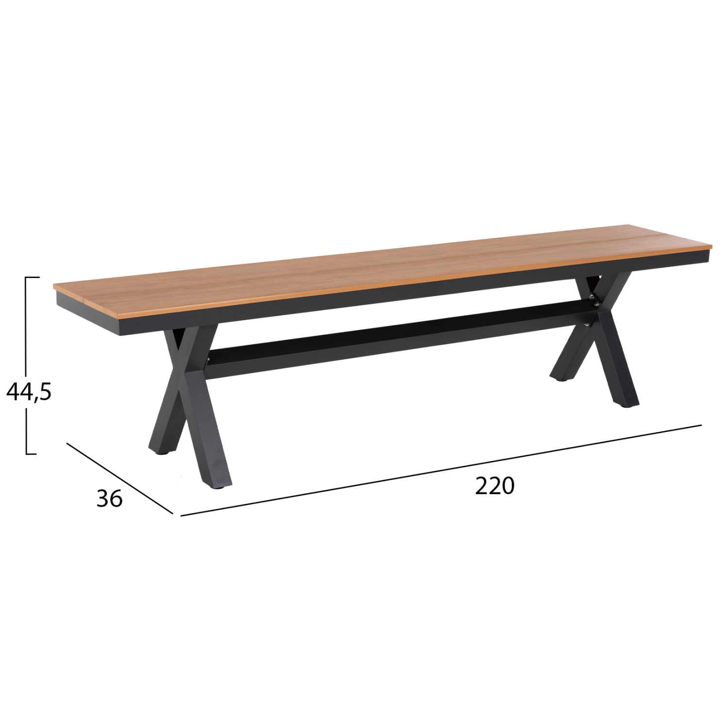 ΠΑΓΚΑΚΙ ΑΛΟΥΜΙΝΙΟΥ TAWNEE HM6040.01 ΑΝΘΡΑΚΙ-POLYWOOD ΚΑΘΙΣΜΑ ΦΥΣΙΚΟ 220x36x44,5Υεκ. - Image 2
