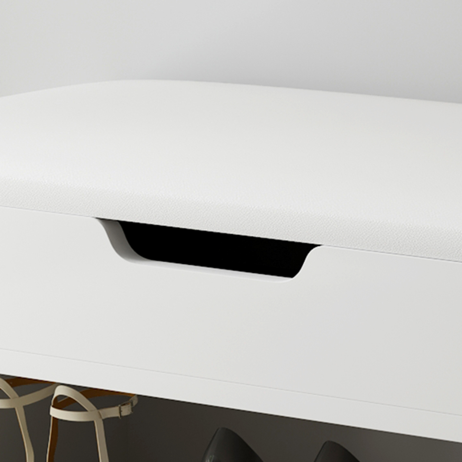 ΠΑΠΟΥΤΣΟΘΗΚΗ ΜΕ ΚΑΘΙΣΜΑ ROMIR HM2477.03 ΜΕΛΑΜΙΝΗ ΣΕ ΛΕΥΚΟ-ΚΑΘΙΣΜΑ ΛΕΥΚΟ 60x30x44Υ - Image 8