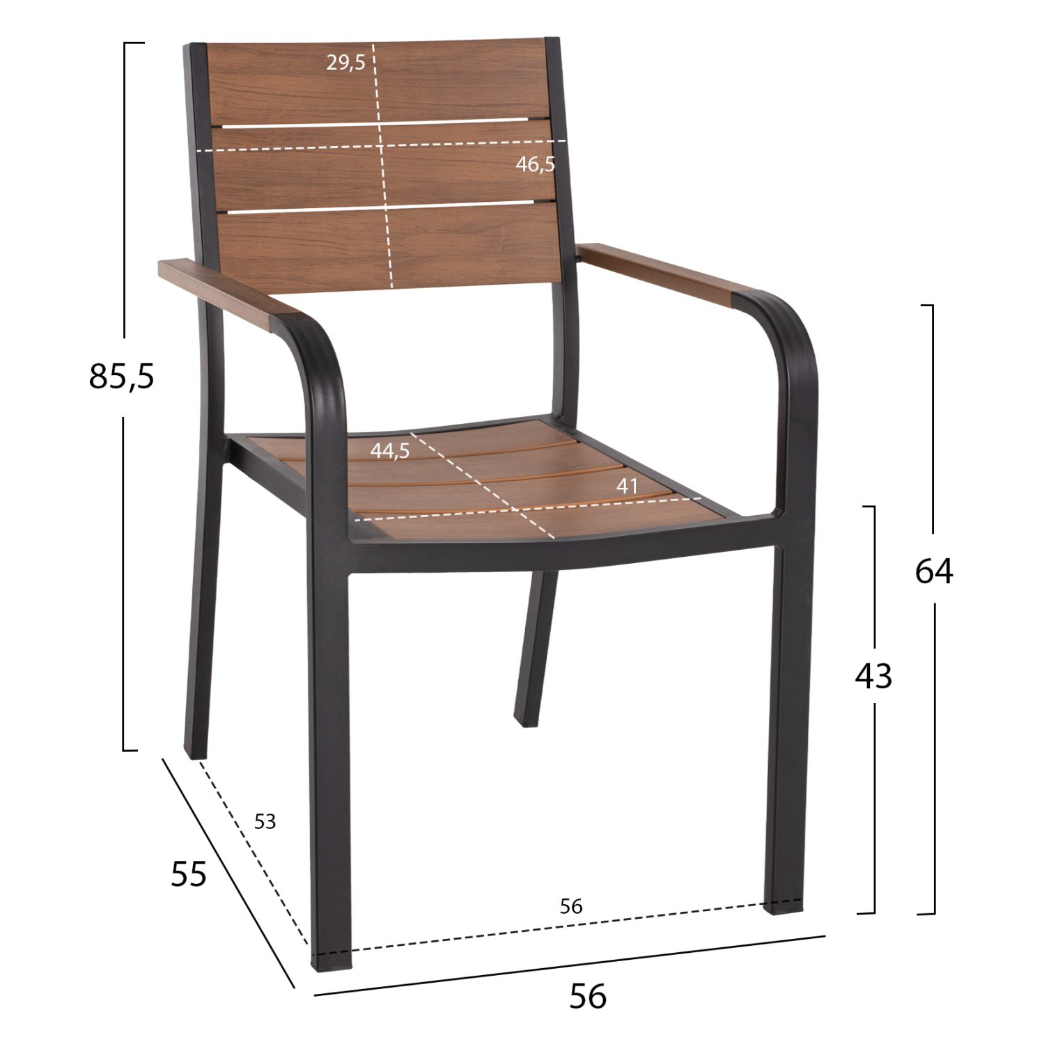 ΠΟΛΥΘΡΟΝΑ ΑΛΟΥΜΙΝΙΟΥ SAGA ΜΑΥΡΗ ΜΕ POLYWOOD HM5127.03 56x55x85,5Yεκ. - Image 2