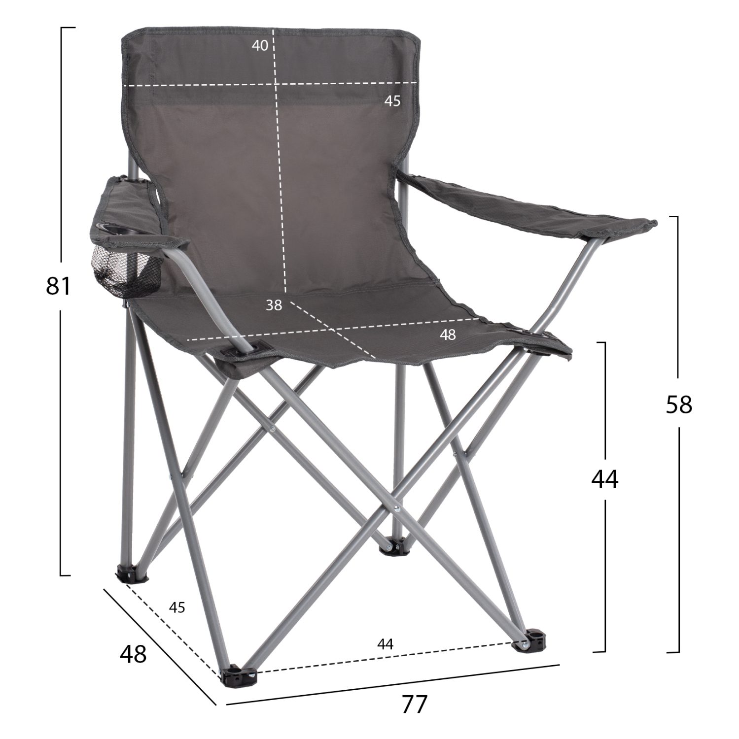 ΠΟΛΥΘΡΟΝΑ FISHERMAN HM5096.01 ΠΤΥΣΣΟΜΕΝΗ CAMPING ΜΕ ΘΕΣΗ ΓΙΑ ΠΟΤΗΡΙ ΓΚΡΙ 77x48x81εκ. - Image 2