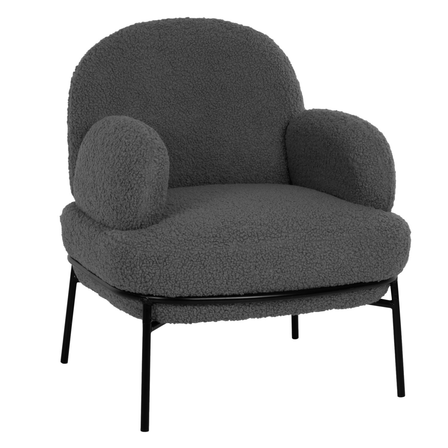 ΠΟΛΥΘΡΟΝΑ AGNES HM9525.21 ΓΚΡΙ ΜΠΟΥΚΛΕ-ΜΑΥΡΑ ΜΕΤΑΛΛΙΚΑ ΠΟΔΙΑ 74x71x83Υεκ.