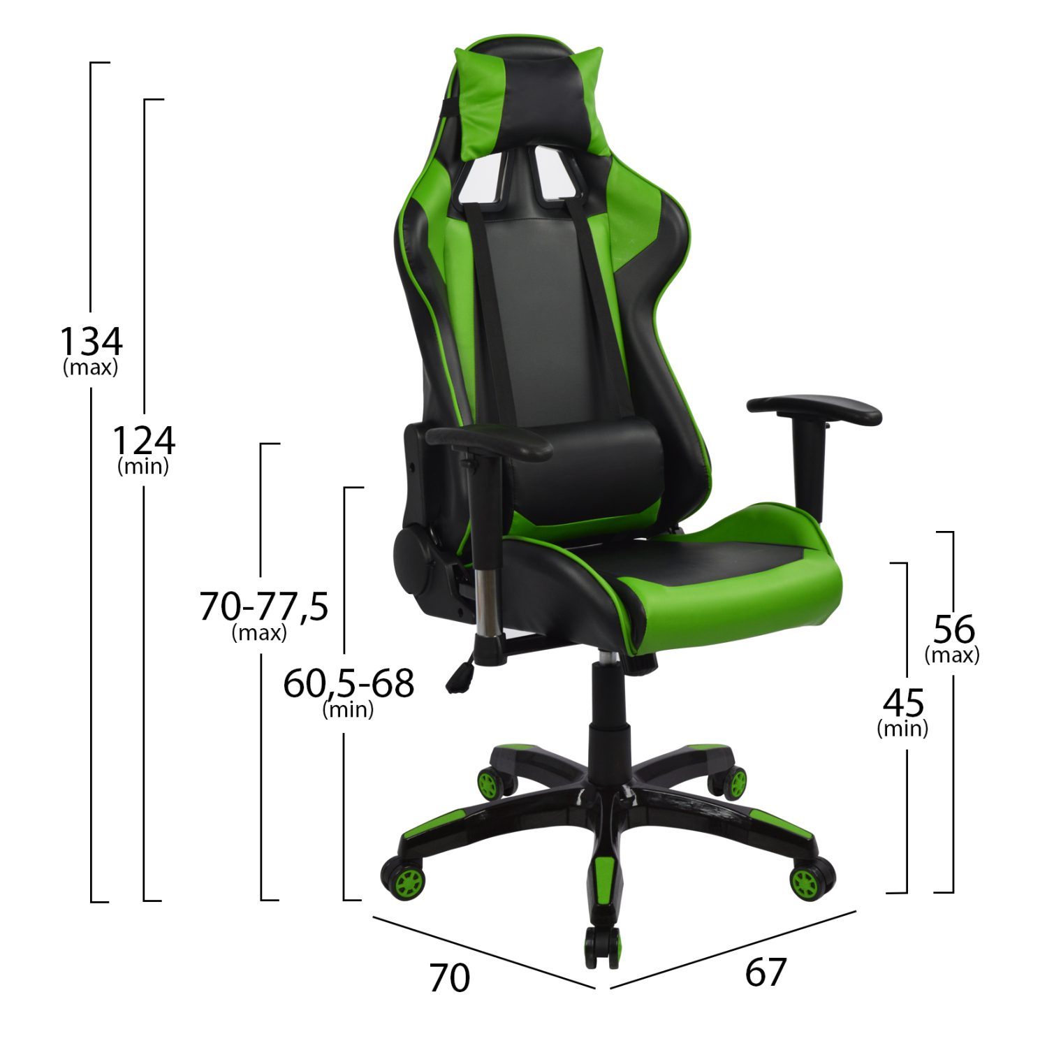 ΠΟΛΥΘΡΟΝΑ GAMING RACING HM1056.03 ΜΑΥΡΟ - ΠΡΑΣΙΝΟ PU 67x70x134 εκ. - Image 2