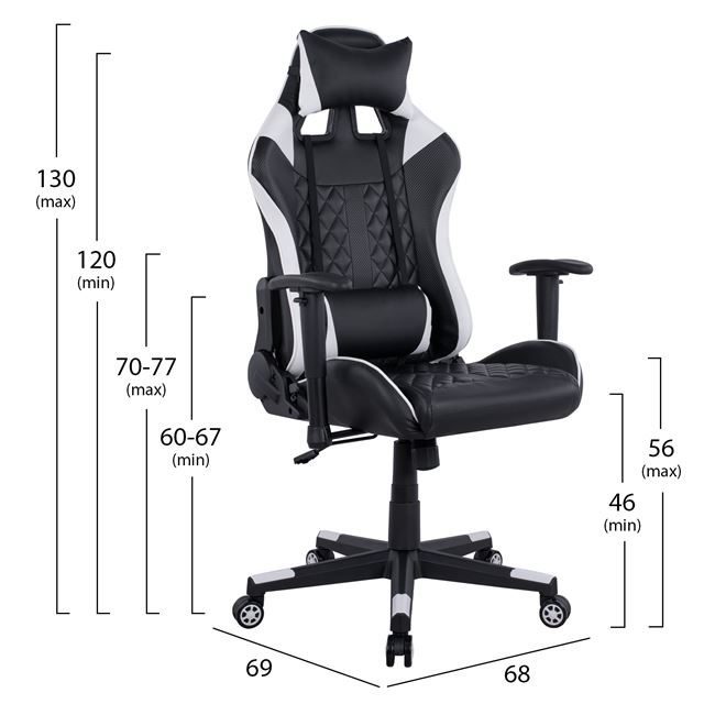 ΠΟΛΥΘΡΟΝΑ GAMING JOURNEY HM1146.04 ΣΕ ΧΡΩΜΑ ΜΑΥΡΟ-ΛΕΥΚΟ 68Χ69Χ130 ΕΚ - Image 2