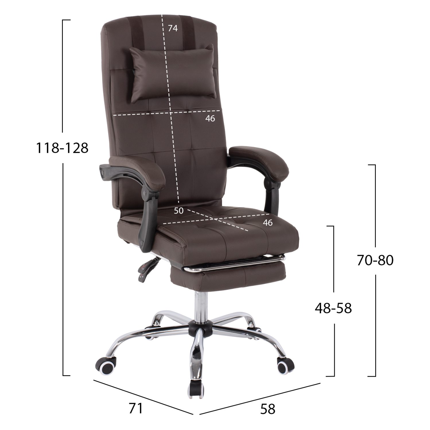 ΠΟΛΥΘΡΟΝΑ ΓΡΑΦΕΙΟΥ ΔΙΕΥΘΥΝΤΙΚΗ ΚΑΦΕ HM1057.19 ΜΕ ΠΤΥΣΣΟΜΕΝΟ ΥΠΟΠΟΔΙΟ 58x71x128Y εκ. - Image 2