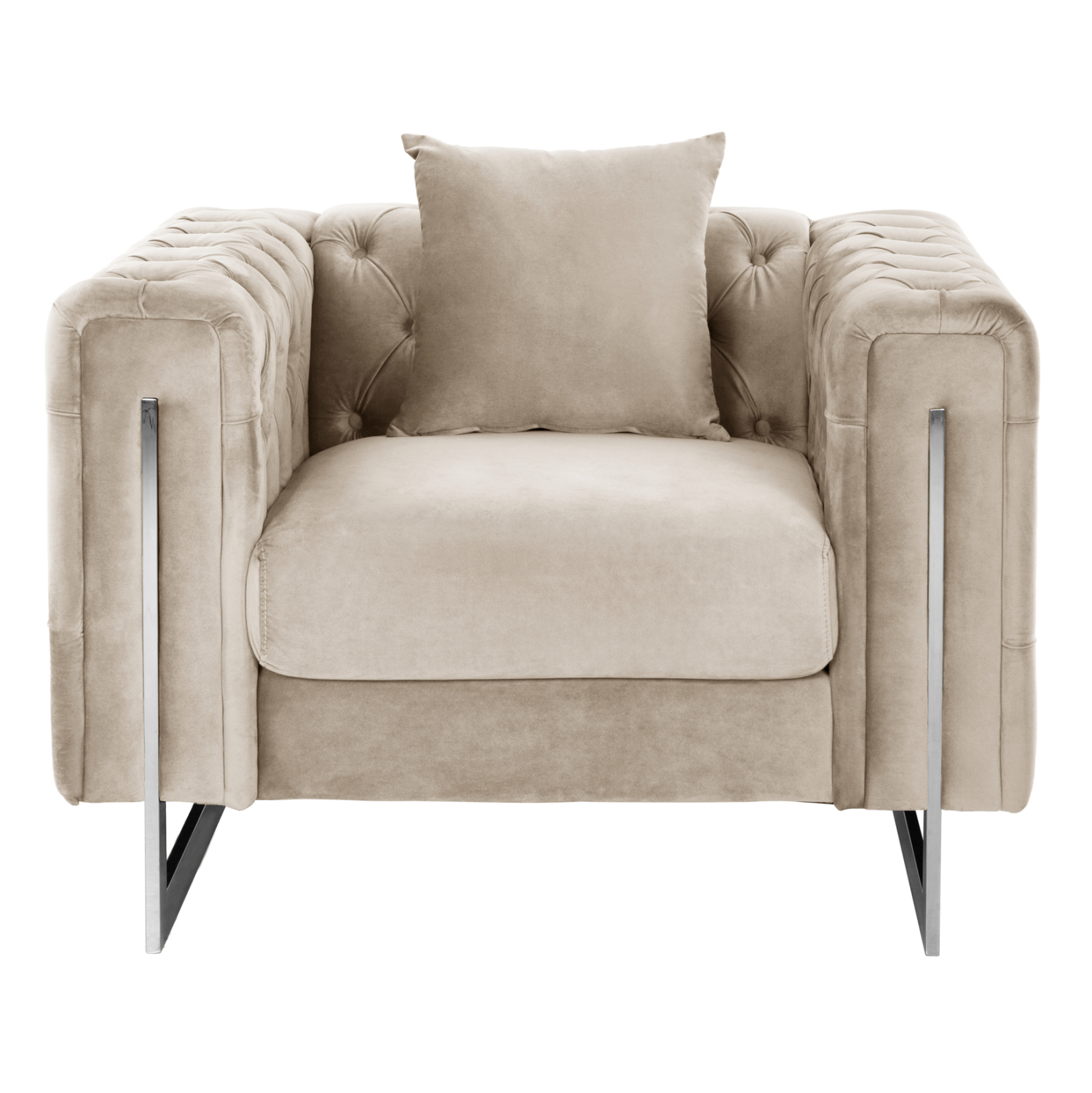 ΠΟΛΥΘΡΟΝΑ τ.CHESTERFIELD MOBAR HM3261.02 ΚΡΕΜ ΒΕΛΟΥΔΟ-ΜΕΤΑΛΛΙΚΑ ΠΟΔΙΑ 99x86,5x77Υεκ. - Image 3