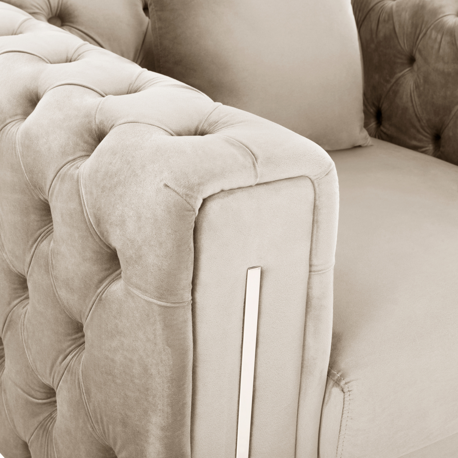 ΠΟΛΥΘΡΟΝΑ τ.CHESTERFIELD MOBAR HM3261.02 ΚΡΕΜ ΒΕΛΟΥΔΟ-ΜΕΤΑΛΛΙΚΑ ΠΟΔΙΑ 99x86,5x77Υεκ. - Image 7