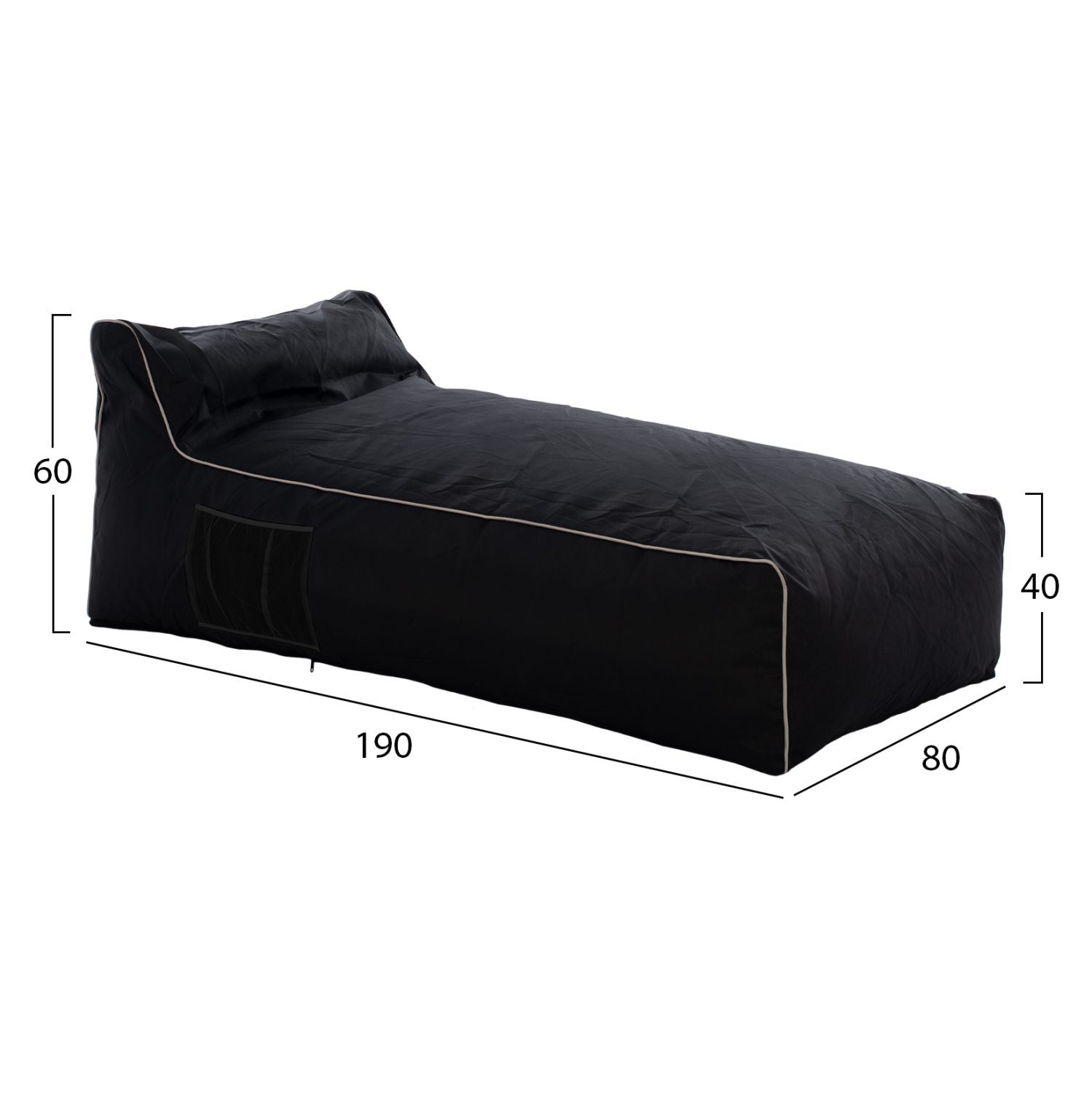 ΠΟΥΦ ΞΑΠΛΩΣΤΡΑ WADELIN HM5774.12 ΜΕ TEXTILINE ΜΑΥΡΟ ΚΑΙ ΛΕΥΚΟ ΡΕΛΙ 190x80x40-60Υ εκ. - Image 2