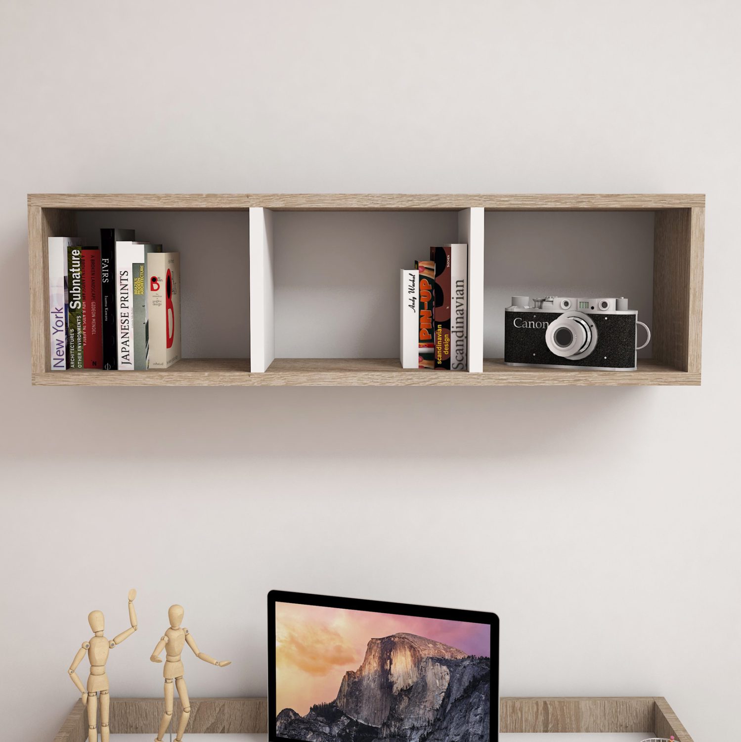 ΡΑΦΙΕΡΑ ΤΟΙΧΟΥ ΜΕΛΑΜΙΝΗΣ SONAMA & ΛΕΥΚΟ HM9228.12 90x22x25,6Υ εκ. - Image 3