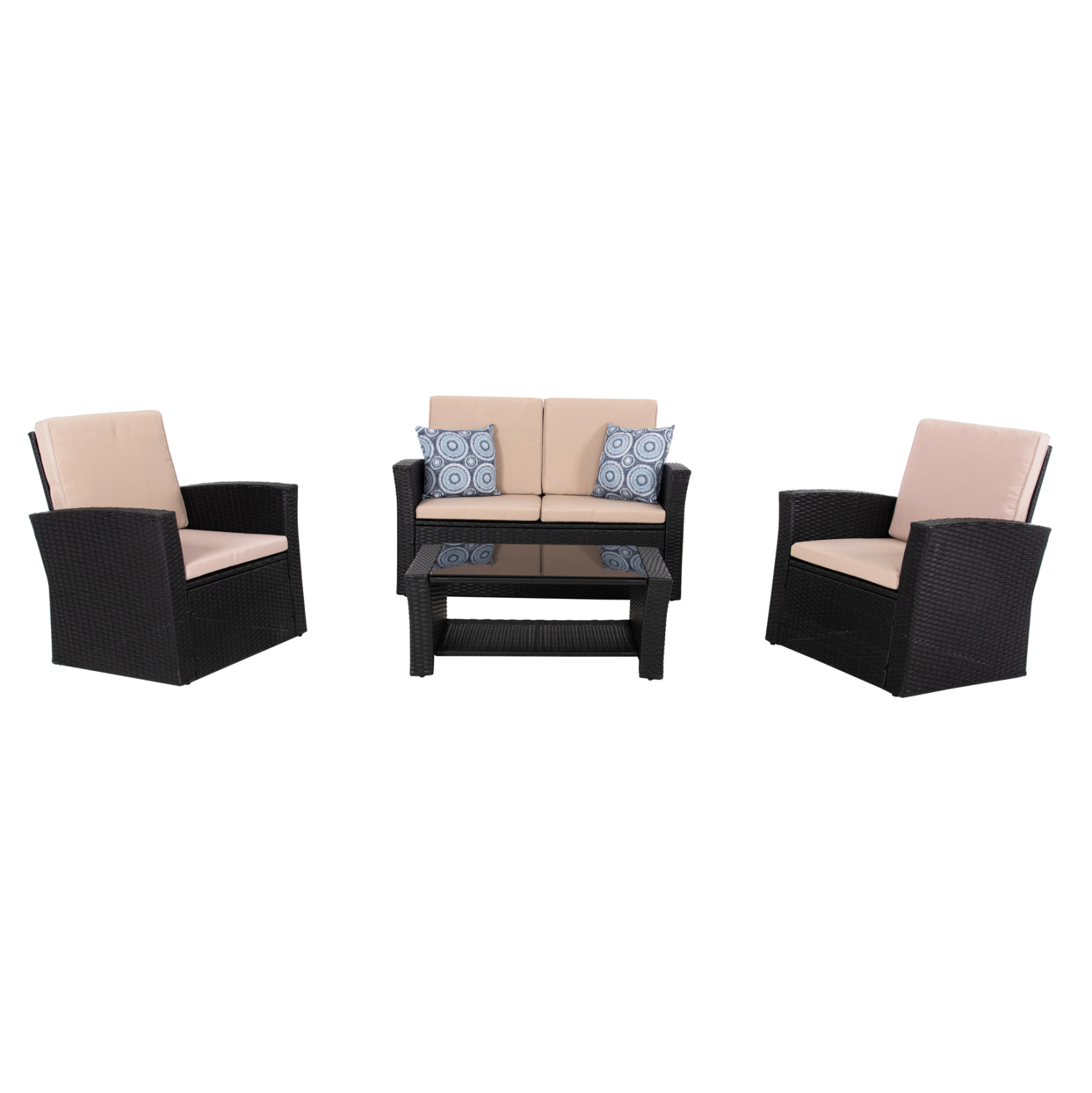ΣΑΛΟΝΙ ΕΞ.ΧΩΡΟΥ 4ΤΜΧ THORE HM5978 ΣΥΝΘ. RATTAN ΜΑΥΡΟ-ΜΠΕΖ ΜΑΞΙΛΑΡΙΑ - Image 5