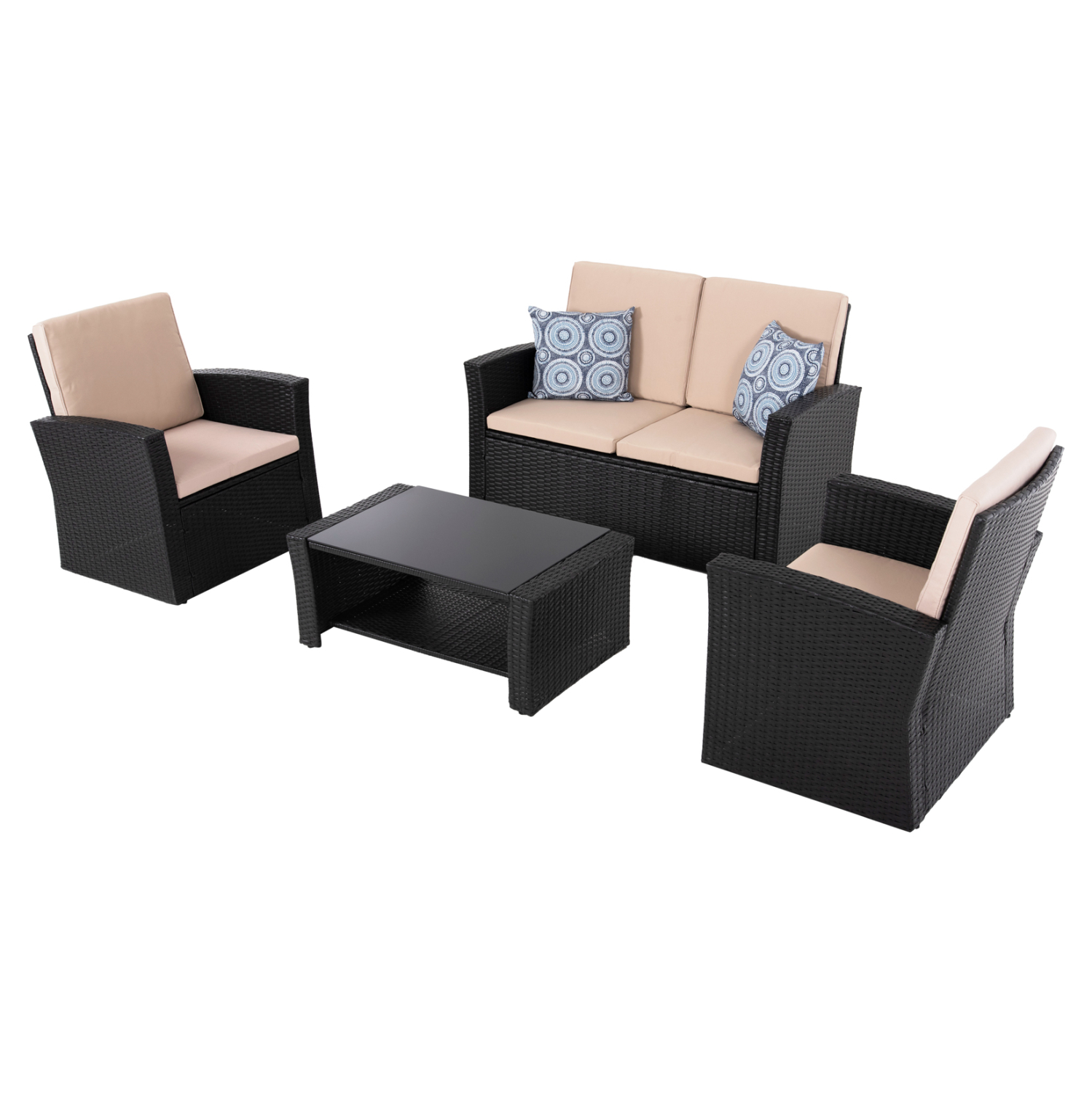 ΣΑΛΟΝΙ ΕΞ.ΧΩΡΟΥ 4ΤΜΧ THORE HM5978 ΣΥΝΘ. RATTAN ΜΑΥΡΟ-ΜΠΕΖ ΜΑΞΙΛΑΡΙΑ - Image 6