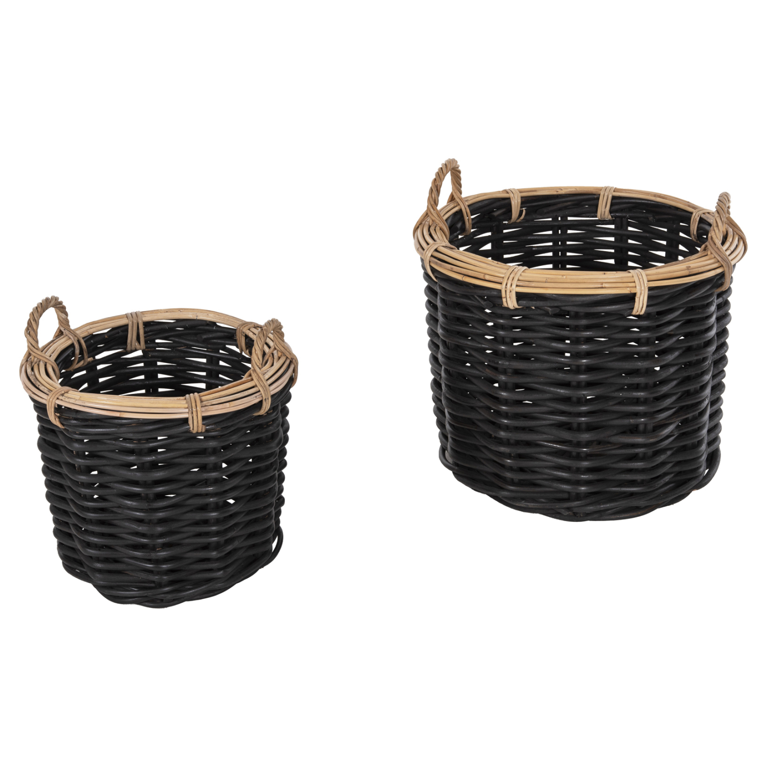 ΣΕΤ 2 ΚΑΛΑΘΙΑ POTTS HM4379 ΜΑΥΡO&ΦΥΣΙΚΟ ΧΡΩΜΑ- CL RATTAN Φ61+Φ45εκ. - Image 4
