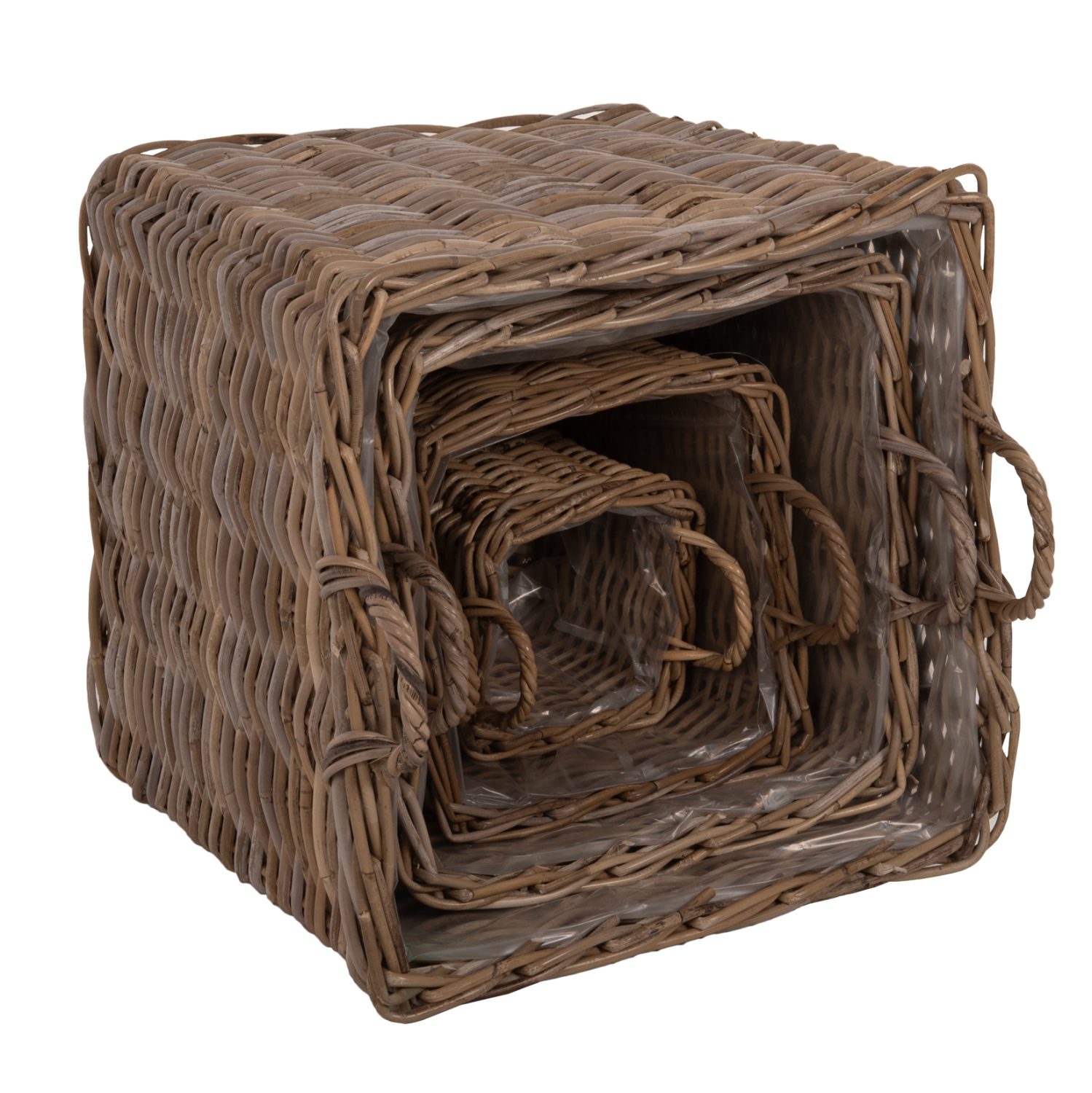 ΣΕΤ ΔΙΑΚΟΣΜΗΤΙΚΑ ΚΑΛΑΘΙΑ KATER HM9657 4ΤΜΧ ΑΠΟ KUBU RATTAN ΣΕ ΓΚΡΙ 52x52x50-57Υεκ. - Image 4