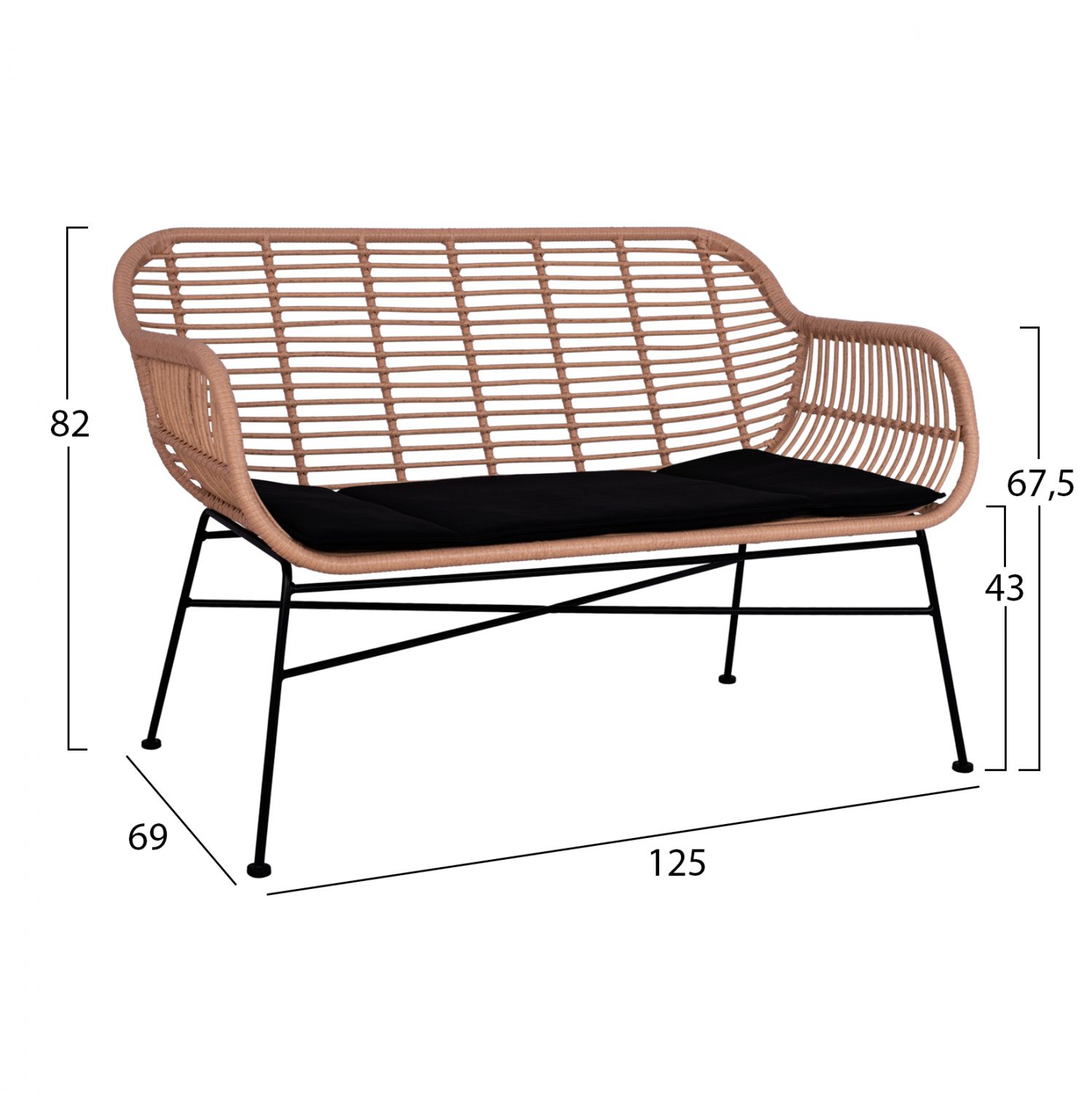 ΣΕΤ ΣΑΛΟΝΙ 4ΤΜΧ ALLEGRA HM5460 ΜΕΤΑΛΛΟ & WICKER ΣΕ ΜΠΕΖ ΧΡΩΜΑ - Image 2