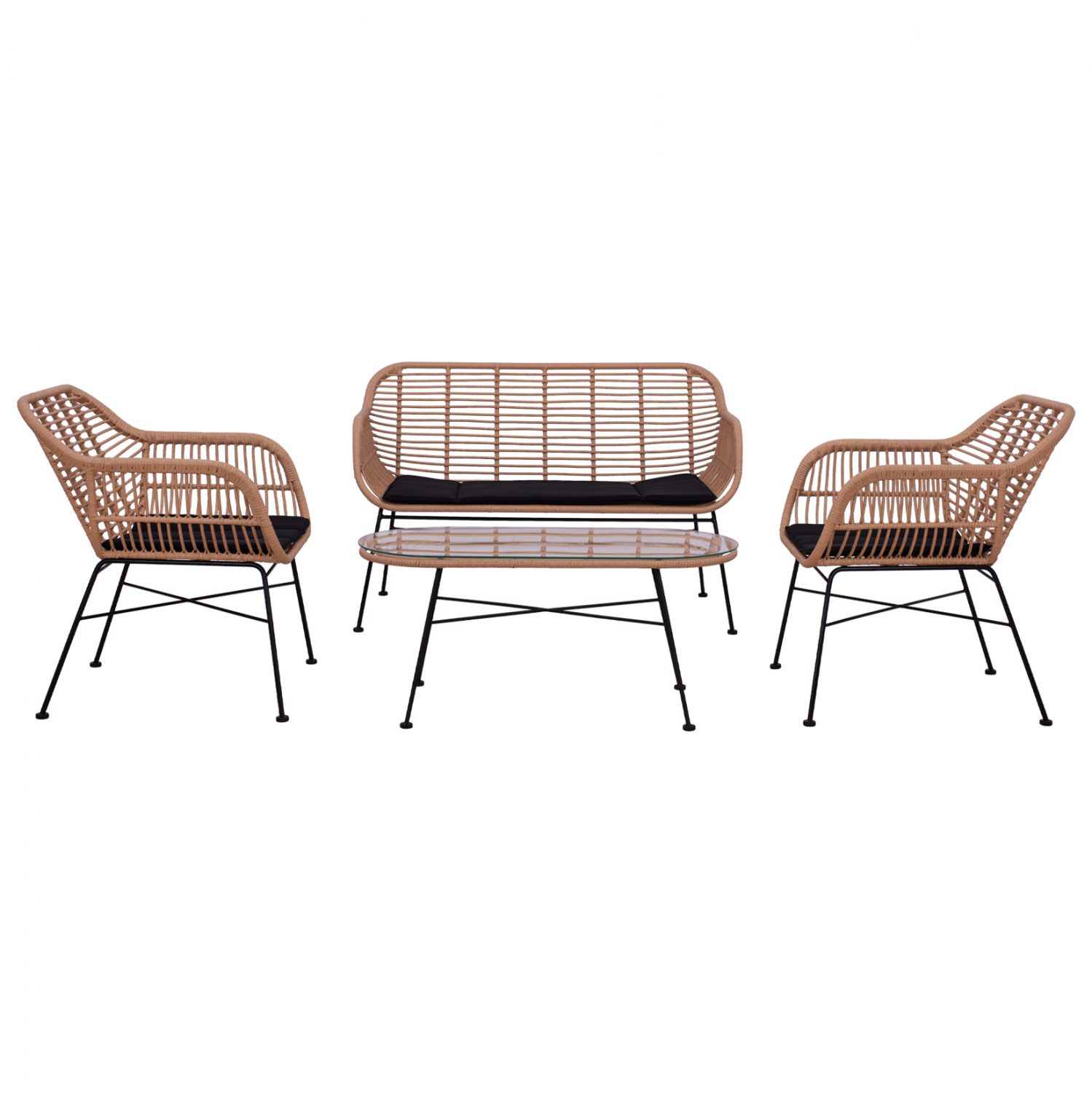 ΣΕΤ ΣΑΛΟΝΙ 4ΤΜΧ ALLEGRA HM5460 ΜΕΤΑΛΛΟ & WICKER ΣΕ ΜΠΕΖ ΧΡΩΜΑ - Image 5