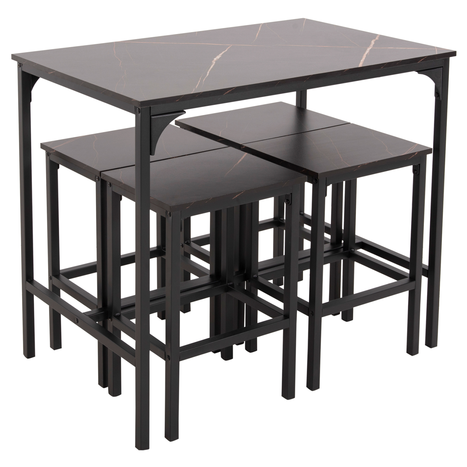 ΣΕΤ ΤΡΑΠΕΖΑΡΙΑ ΜΠΑΡ 5ΤΜΧ BOXY HM9882.13 ΜΑΥΡΟ ΜΕΤΑΛΛΟ-ΜΕΛΑΜΙΝΗ ΜΑΥΡΟ ΜΑΡΜΑΡΟ - Image 4