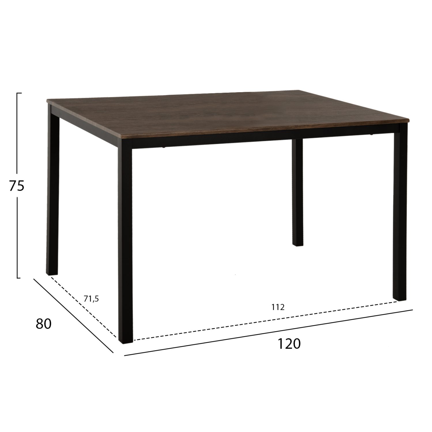 ΣΕΤ ΤΡΑΠΕΖΑΡΙΑΣ GOOSE 5ΤΜΧ HM9530.01 MDF ΚΑΡΥΔΙ-ΜΕΤΑΛΛΟ ΜΑΥΡΟ 120x80x75Yεκ. - Image 2