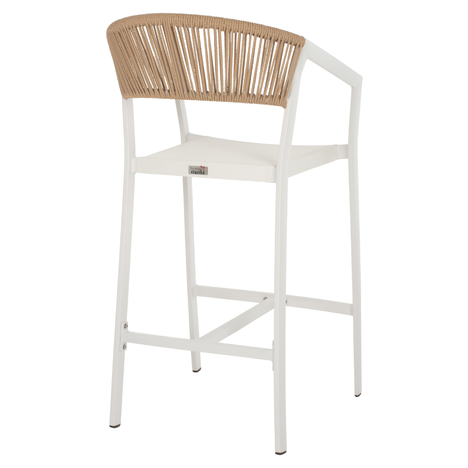 ΣΚΑΜΠΟ ΑΛΟΥΜΙΝΙΟΥ ΛΕΥΚΟ ΜΕ ΜΠΡΑΤΣΑ RATTAN & TEXTLINE 56x58x105Yεκ. HM5892.22 - Image 4