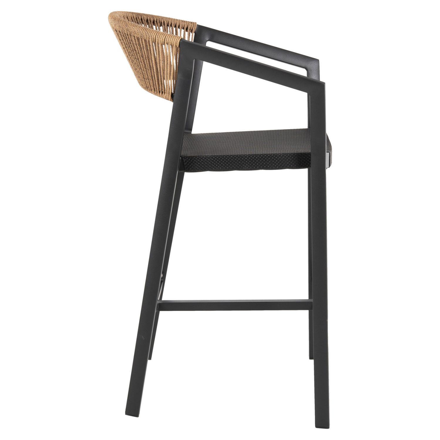 ΣΚΑΜΠΟ ΑΛΟΥΜΙΝΙΟΥ ΜΑΥΡΟ ΜΕ ΜΠΡΑΤΣΑ-RATTAN ΜΠΕΖ & TEXTLINE HM5892.05 56x58x105Y εκ. - Image 4