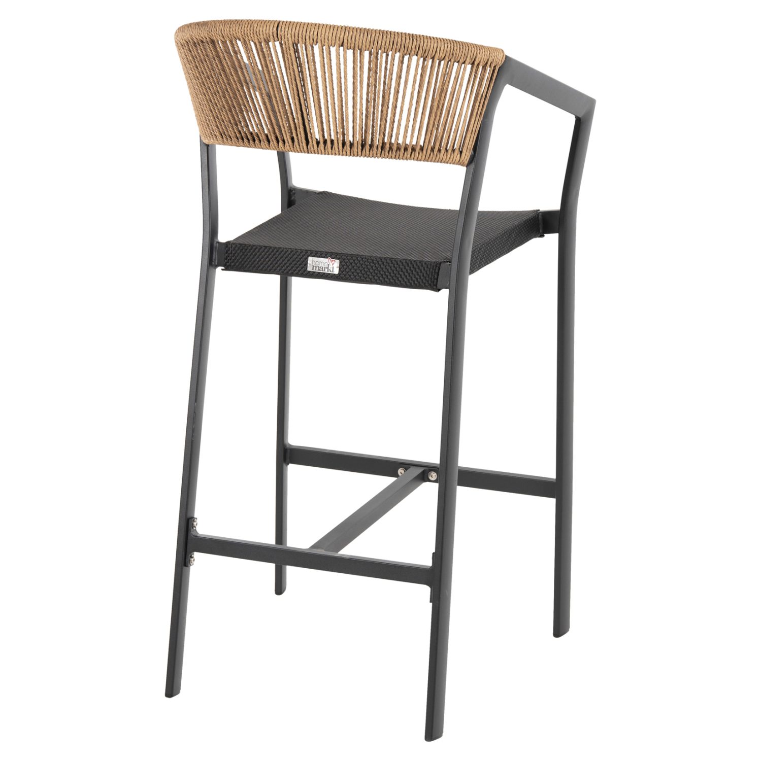 ΣΚΑΜΠΟ ΑΛΟΥΜΙΝΙΟΥ ΜΑΥΡΟ ΜΕ ΜΠΡΑΤΣΑ-RATTAN ΜΠΕΖ & TEXTLINE HM5892.05 56x58x105Y εκ. - Image 5