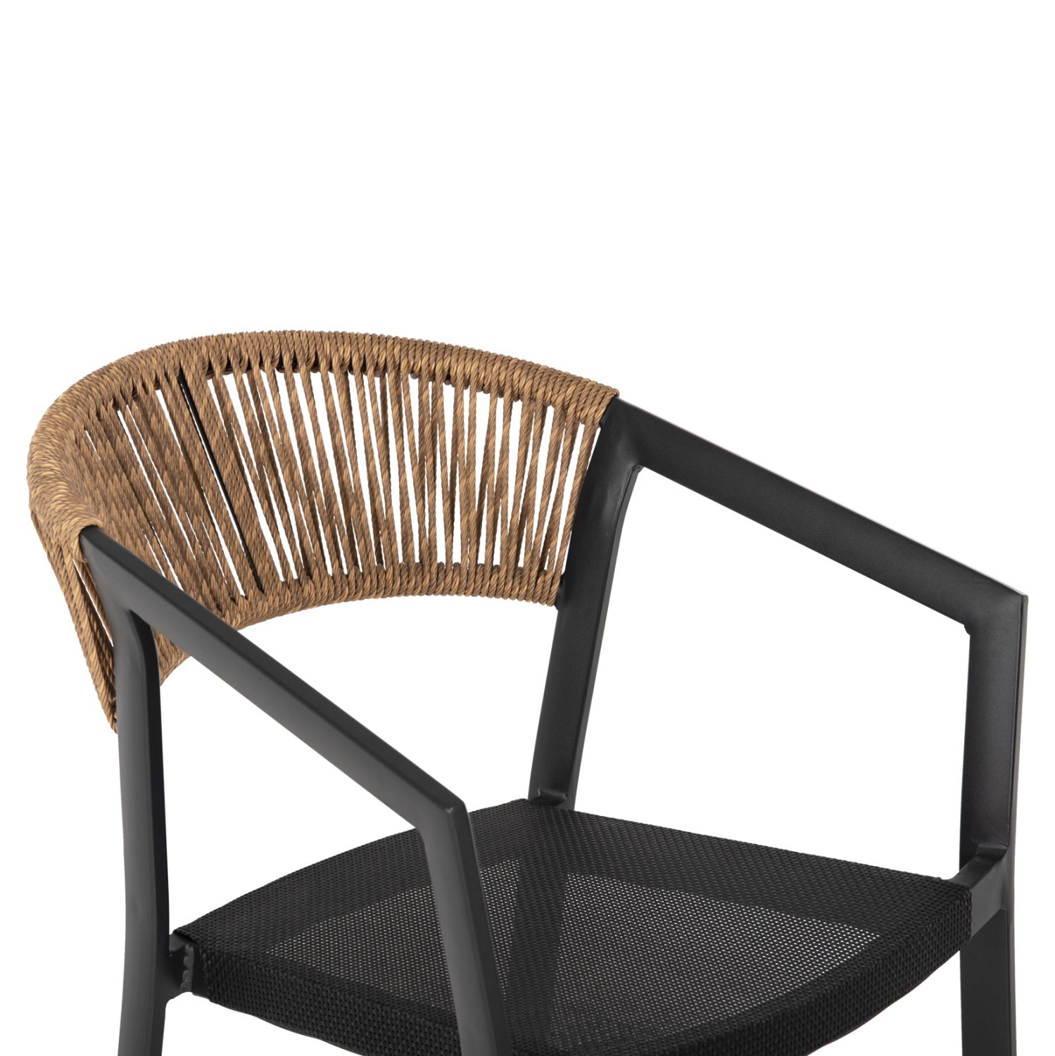 ΣΚΑΜΠΟ ΑΛΟΥΜΙΝΙΟΥ MIRI ΜΑΥΡΟ ΜΕ ΜΠΡΑΤΣΑ-RATTAN ΜΠΕΖ & TEXTLINE HM5892.05 56x58x105Y εκ. - Image 7
