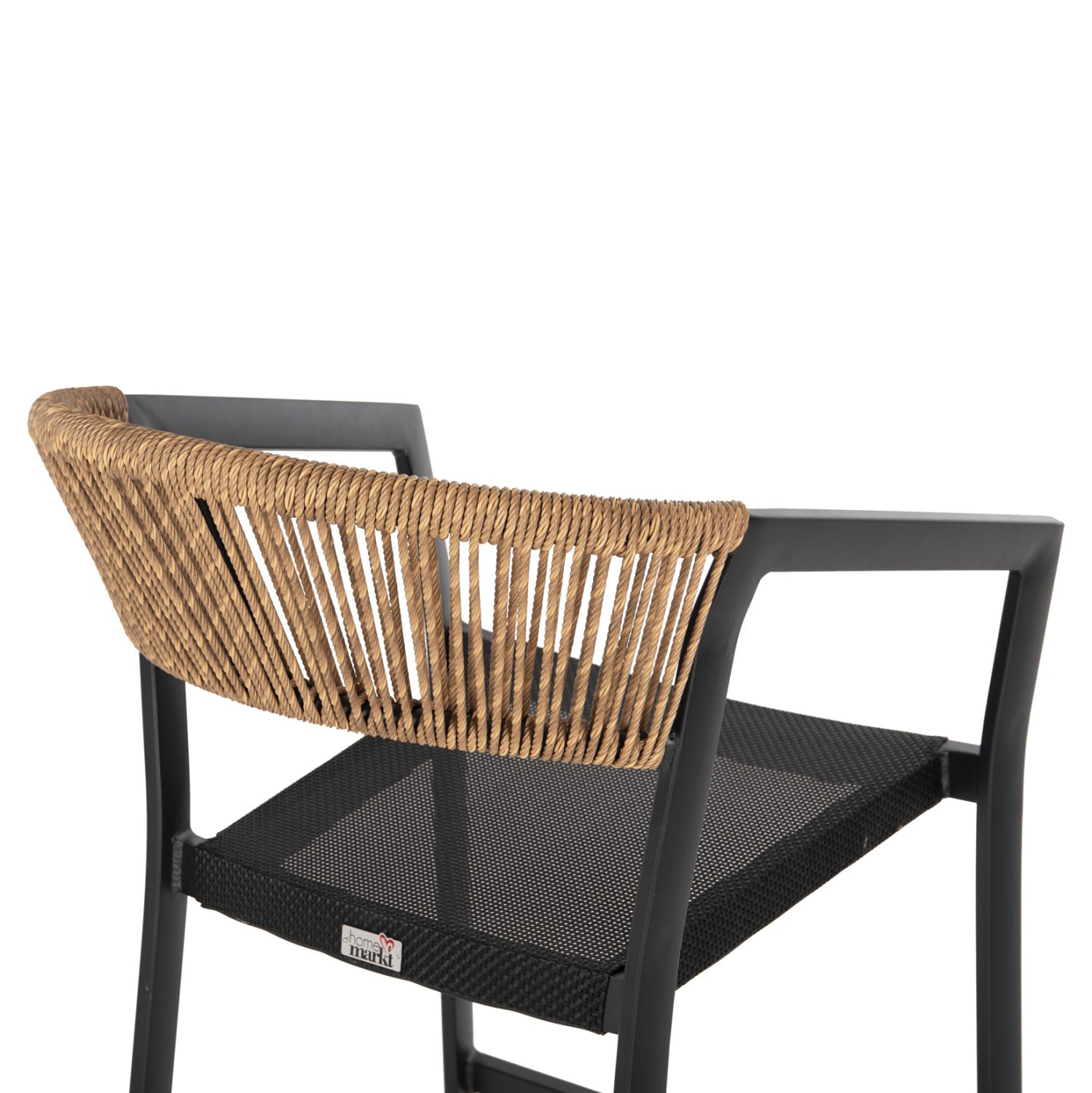 ΣΚΑΜΠΟ ΑΛΟΥΜΙΝΙΟΥ MIRI ΜΑΥΡΟ ΜΕ ΜΠΡΑΤΣΑ-RATTAN ΜΠΕΖ & TEXTLINE HM5892.05 56x58x105Y εκ. - Image 9