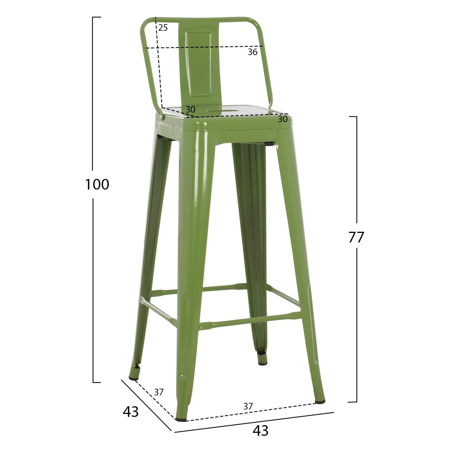 ΣΚΑΜΠΟ BAR ΜΕΤΑΛΛΙΚΟ MELITA ME ΠΛΑΤΗ ΣΕ LIGHT OLIVE GREEN HM8643.13 43Χ43Χ100εκ. - Image 2