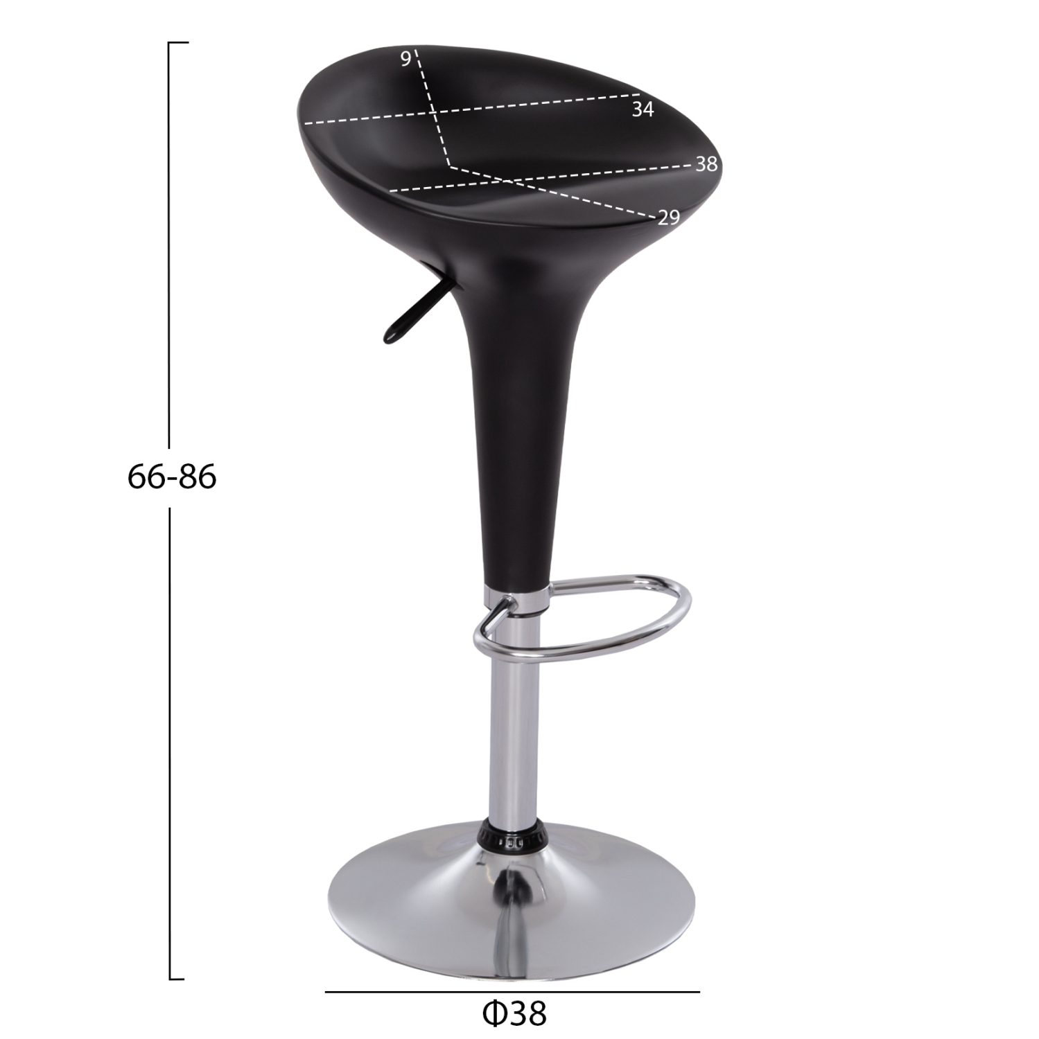ΣΚΑΜΠΟ ΜΠΑΡ DAISY HM200.01 ΜΕ ΑΜΟΡΤΙΣΕΡ ΣΕ ΜΑΥΡΟ & ΧΡΩΜΙΟ ΧΡΩΜΑ 43,5x38x86Υεκ - Image 2