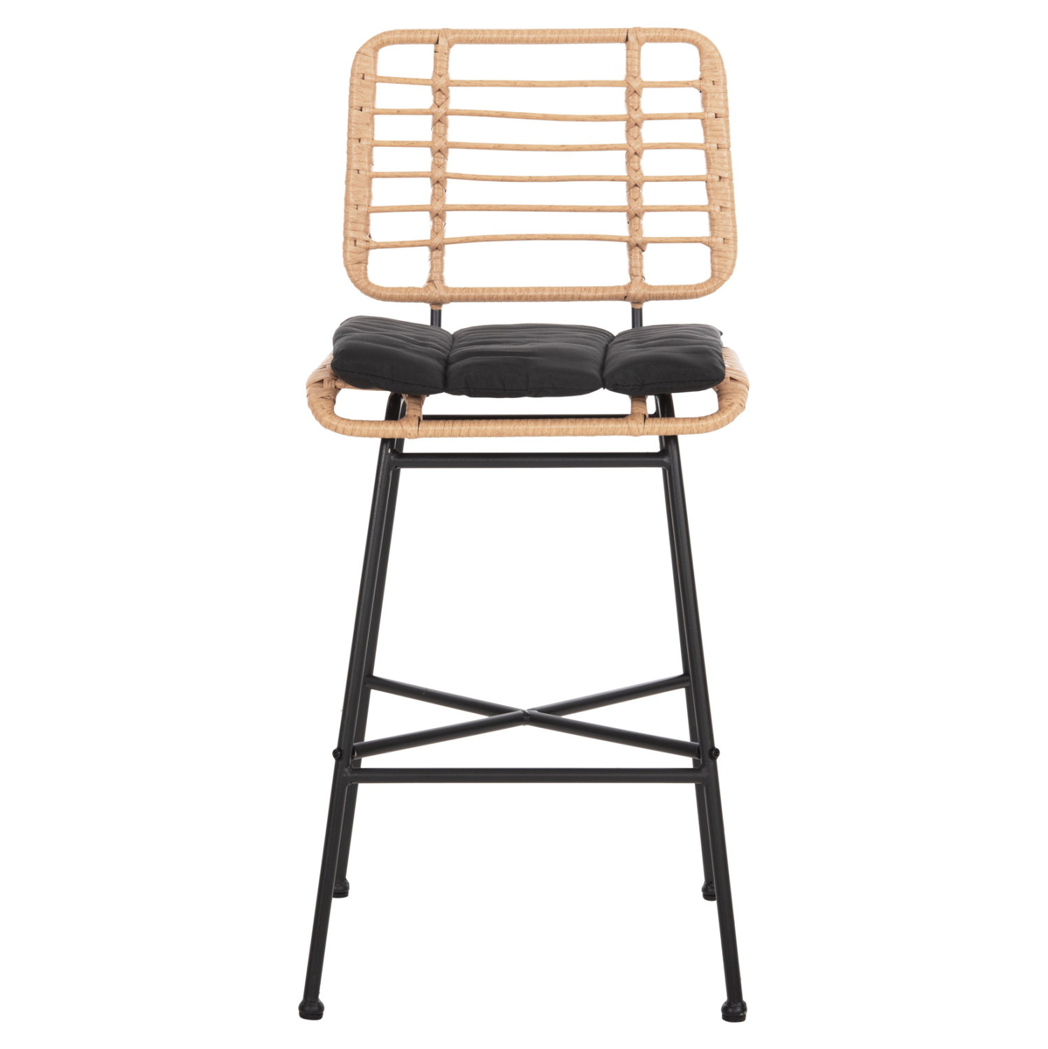 ΣΚΑΜΠΟ ΜΠΑΡ ΜΕΣ.ΥΨΟΥΣ ALLEGRA HM5709.11 ΜΕΤΑΛΛΟ&ΜΑΞΙΛΑΡΙ ΜΑΥΡΟ-WICKER ΜΠΕΖ 46x46x99Υεκ - Image 3