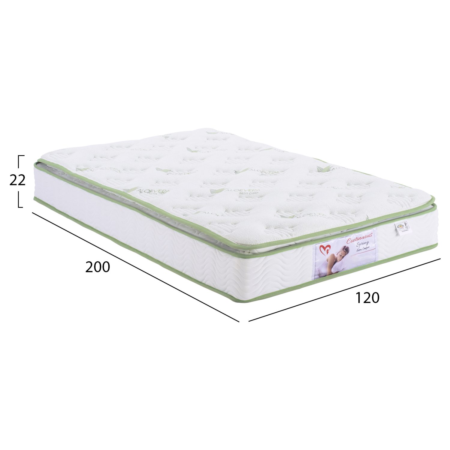 ΣΤΡΩΜΑ CONTINUOUS SPRING ΜΕ ΑΝΩΣΤΡΩΜΑ ALOE VERA 120X200 HM372.18 ΜΟΝΗΣ ΟΨΗΣ - Image 2