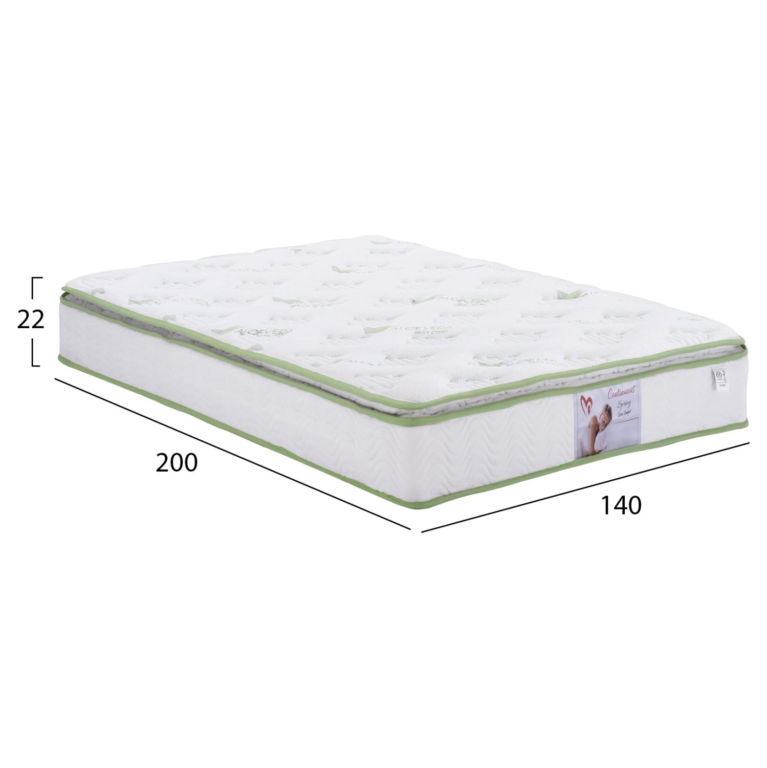 ΣΤΡΩΜΑ CONTINUOUS SPRING ΜΕ ΑΝΩΣΤΡΩΜΑ ALOE VERA 140X200 HM372.13 ΜΟΝΗΣ ΟΨΗΣ - Image 2
