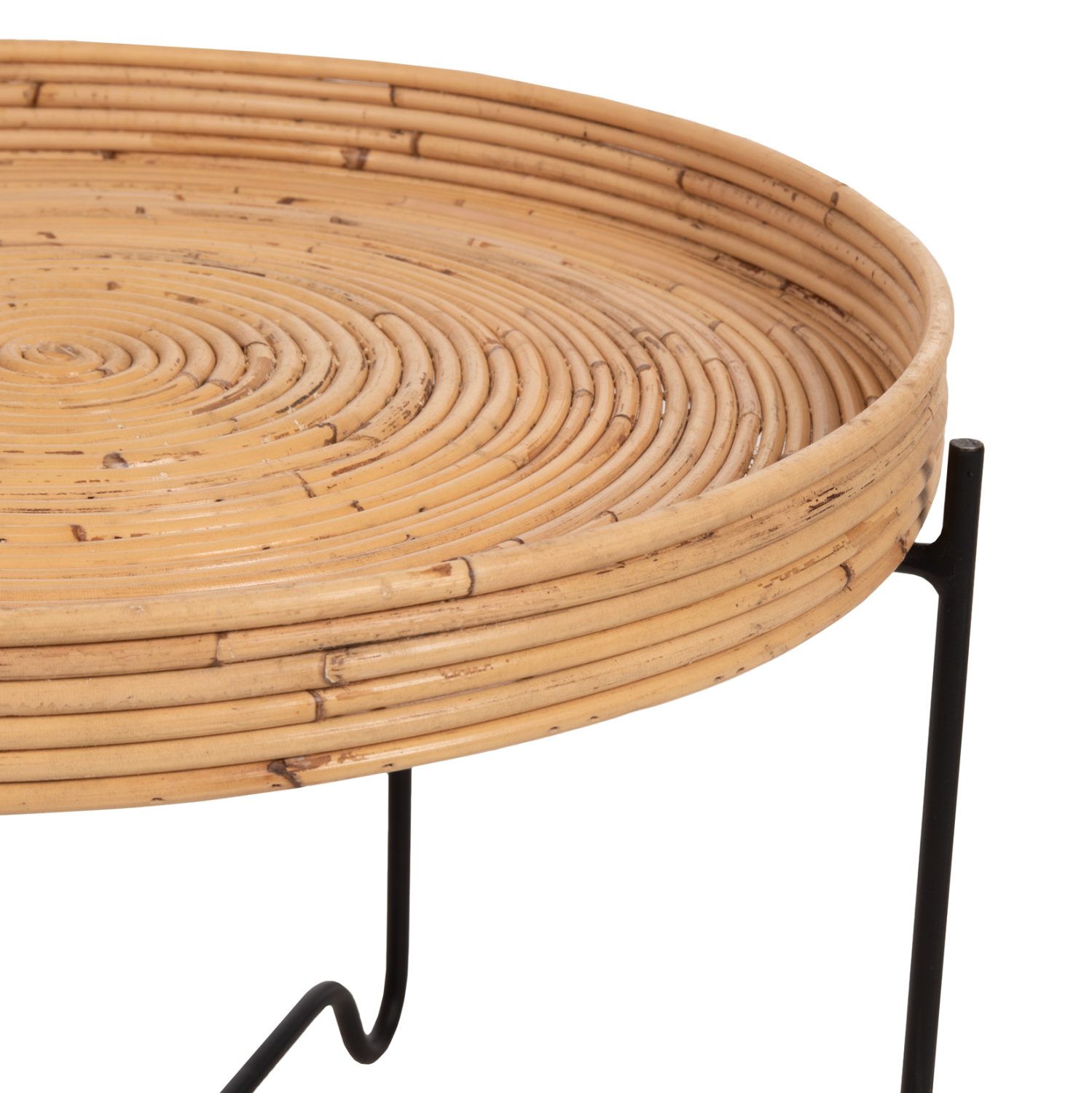 ΤΡΑΠΕΖΑΚΙ ΒΟΗΘΗΤΙΚΟ FLY HM7907 RATTAN ΦΥΣΙΚΟ ΧΡΩΜΑ-ΜΕΤΑΛΛΙΚΗ ΒΑΣΗ ΜΑΥΡΗ Φ50x40Υεκ. - Image 4