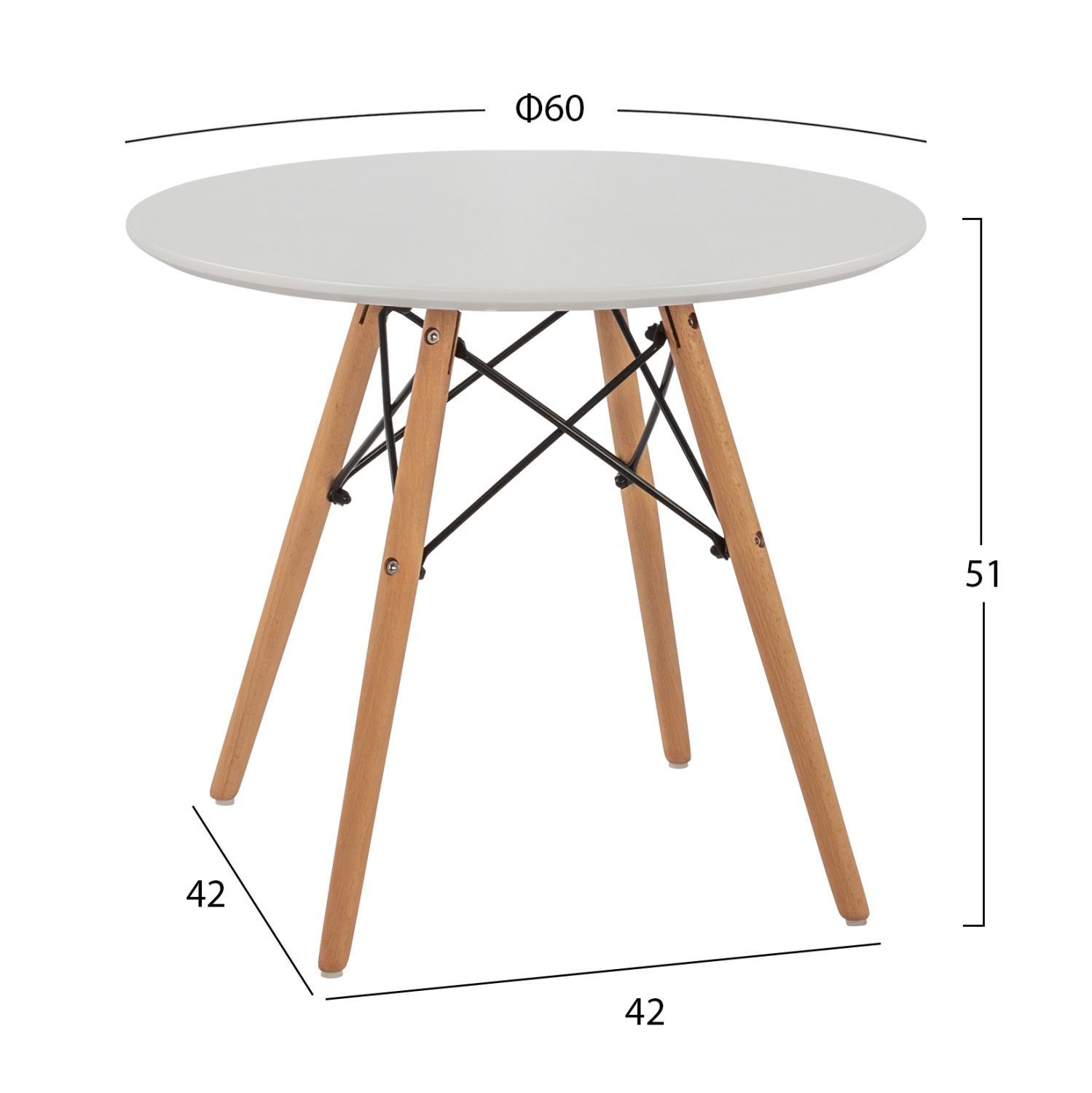 ΤΡΑΠΕΖΙ MINIMAL KID HM8451.01 ΣΤΡΟΓΓYΛΟ Φ60X51Υ ΛΕΥΚΟ - Image 2