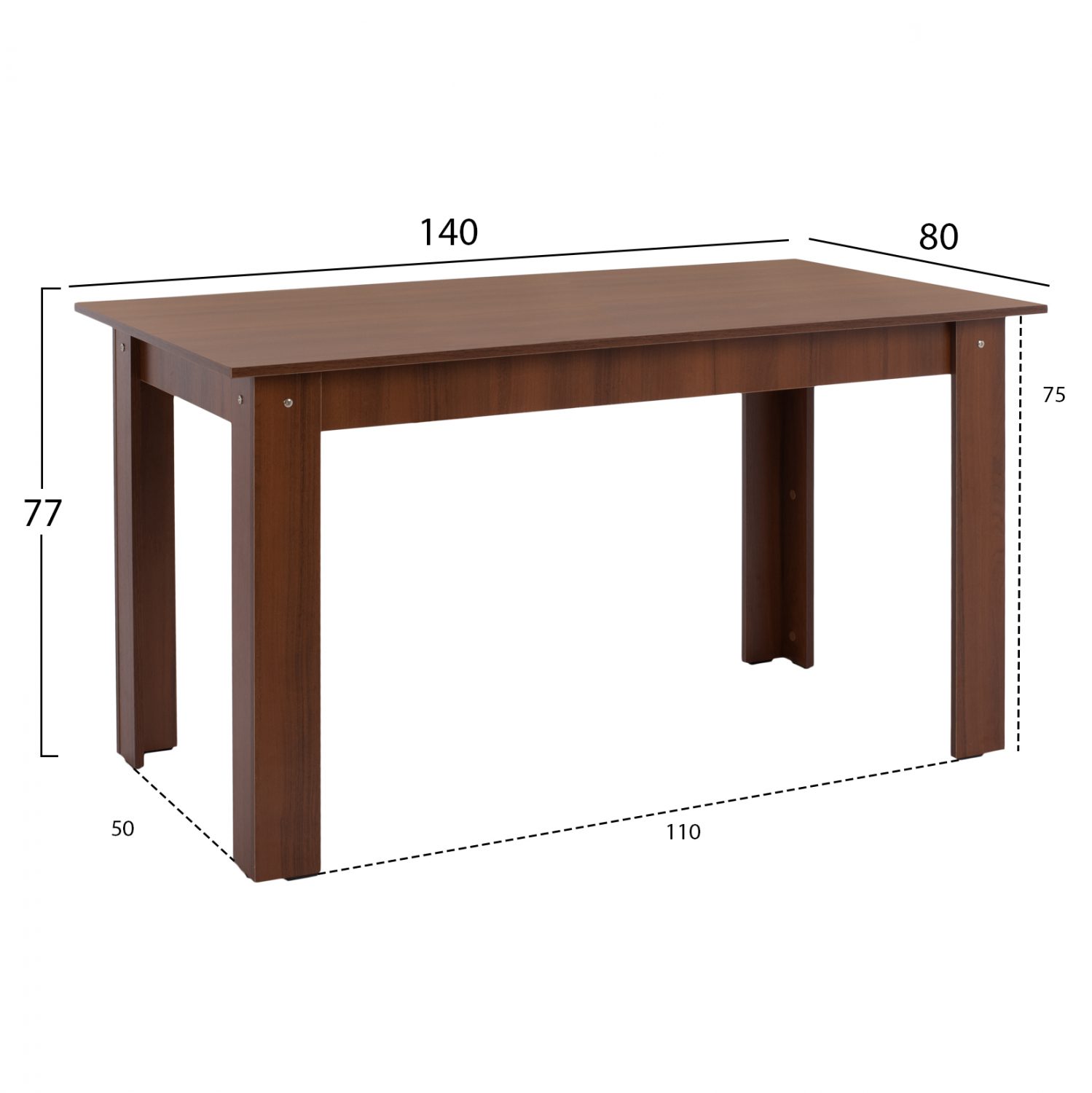 ΤΡΑΠΕΖΙ ΚΟΥΖΙΝΑΣ KELVIN 140x80x77Υεκ. ΚΑΡΥΔΙ HM2429.04 - Image 2