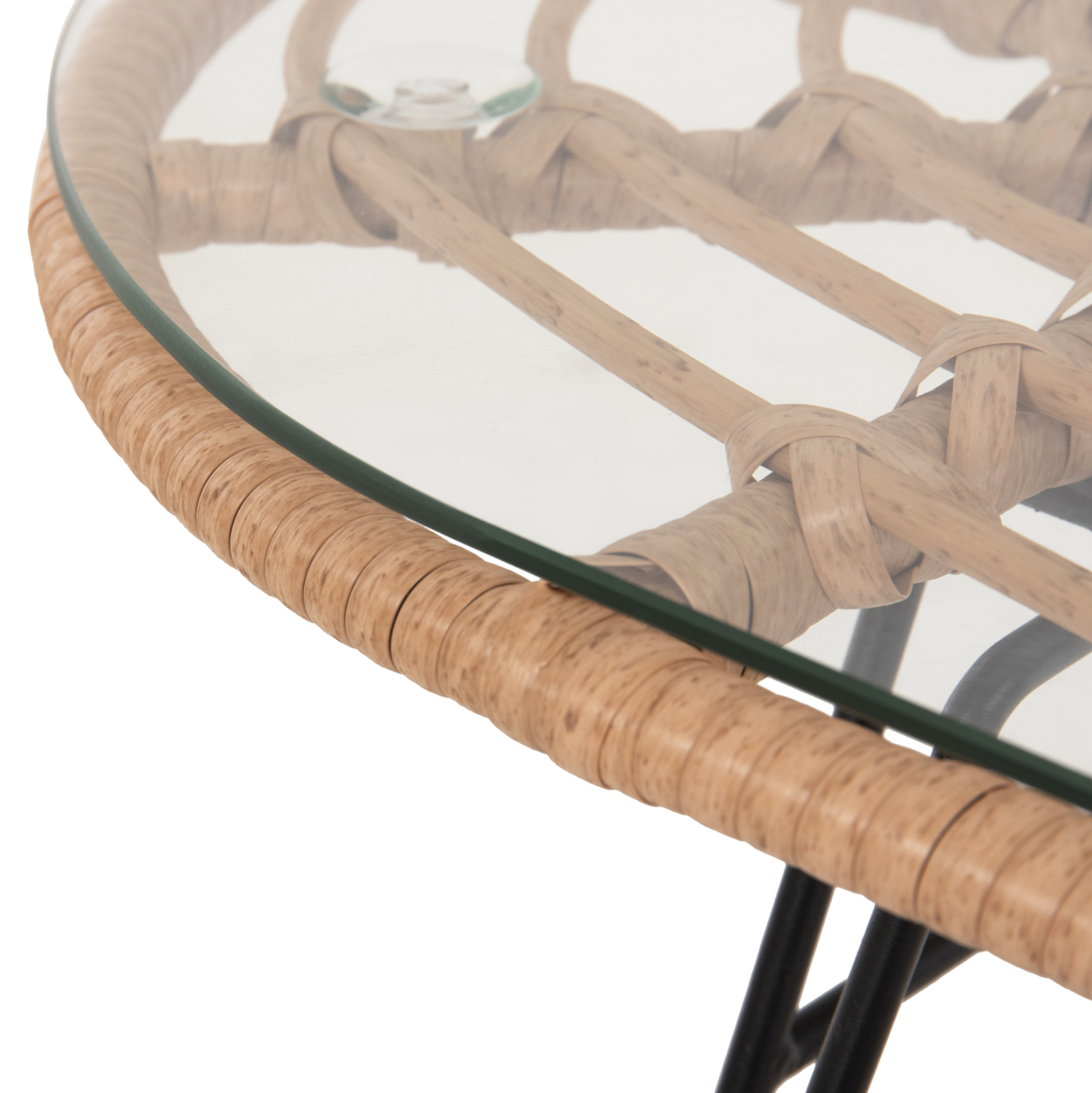 ΤΡΑΠΕΖΙ ΟΒΑΛ ΧΑΜΗΛΟ ALLEGRA HM5695.11 ΜΠΕΖ WICKER-ΜΑΥΡΟ ΜΕΤΑΛΛΟ 100x45x51,5Υεκ. - Image 6
