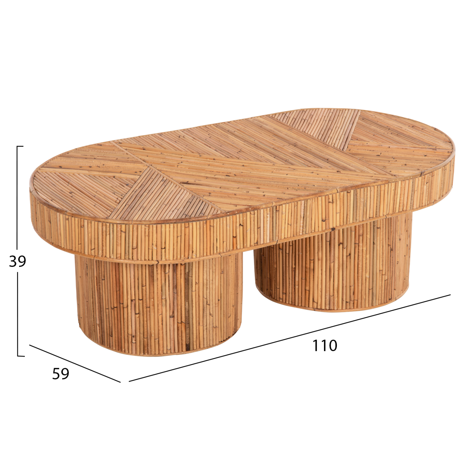 ΤΡΑΠΕΖΙ ΣΑΛΟΝΙΟΥ GATSBY ΟΒΑΛ TOP HM9870 RATTAN ΧΡΩΜΑ ΦΥΣΙΚΟ 110x59x39Υεκ. - Image 2