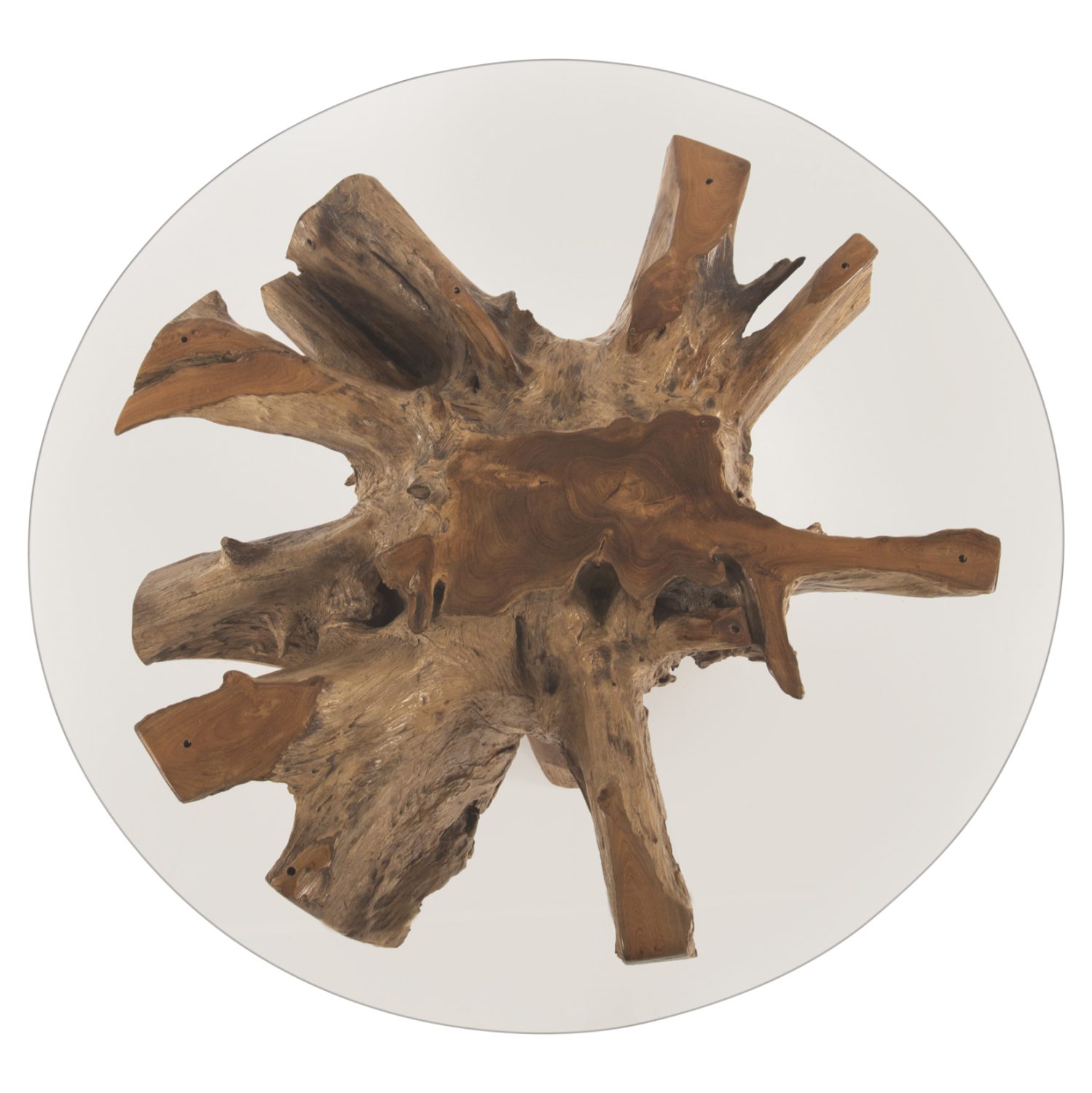 ΤΡΑΠΕΖΙ ΣΑΛΟΝΙΟΥ ΣΤΡΟΓΓΥΛΟ ΡΙΖΑ ΤΕΑΚ ΤΕMPERED ΓΥΑΛΙ Φ100x46Υεκ. HM9392 - Image 5