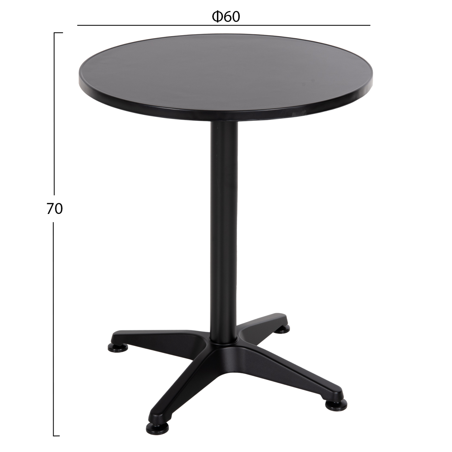 ΤΡΑΠΕΖΙ ΣΤΡΟΓΓΥΛΟ GOSS HM5974.01 ΑΛΟΥΜΙΝΙΟ ΜΑΥΡΟ Φ60x70Υεκ. - Image 2