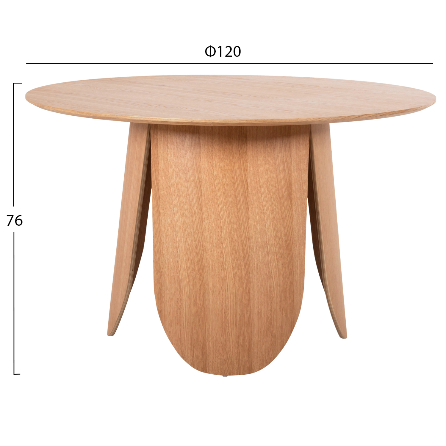ΤΡΑΠΕΖΙ ΣΤΡΟΓΓΥΛΟ DENTY HM9612.01 MDF ΜΕ ΚΑΠΛΑΜΑ ΔΡΥΟΣ-ΧΡΩΜΑ ΔΡΥΟΣ Φ120x75Υεκ. - Image 2