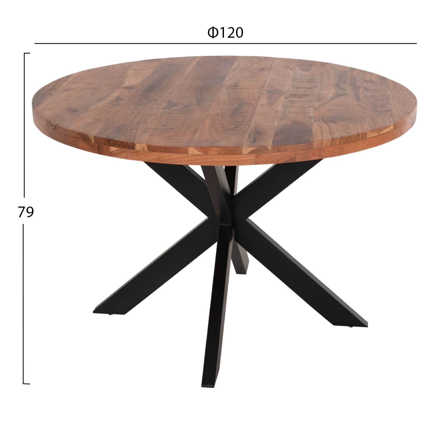 ΤΡΑΠΕΖΙ ΣΤΡΟΓΓΥΛΟ MONTANA SUPERIOR HM9903 4εκ.ΠΑΧΟΣ ΜΑΣΙΦ ΞΥΛΟ ΑΚΑΚΙΑΣ Φ120Χ77Υεκ - Image 2