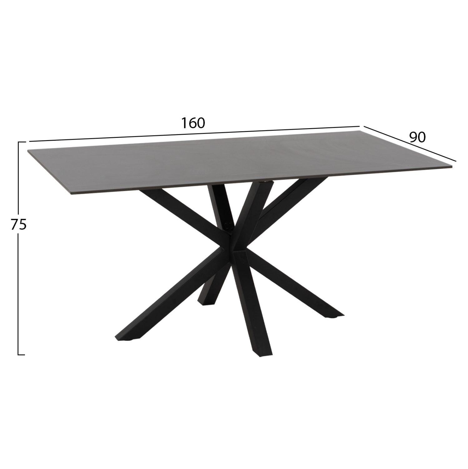 ΤΡΑΠΕΖΙ ΤΡΑΠΕΖΑΡΙΑΣ SYNTEC HM9308.01 SINTERED STONE ΜΑΥΡΟ ΜΕΤΑΛΛΙΚΑ ΠΟΔΙΑ 160x90x75Y εκ. - Image 2