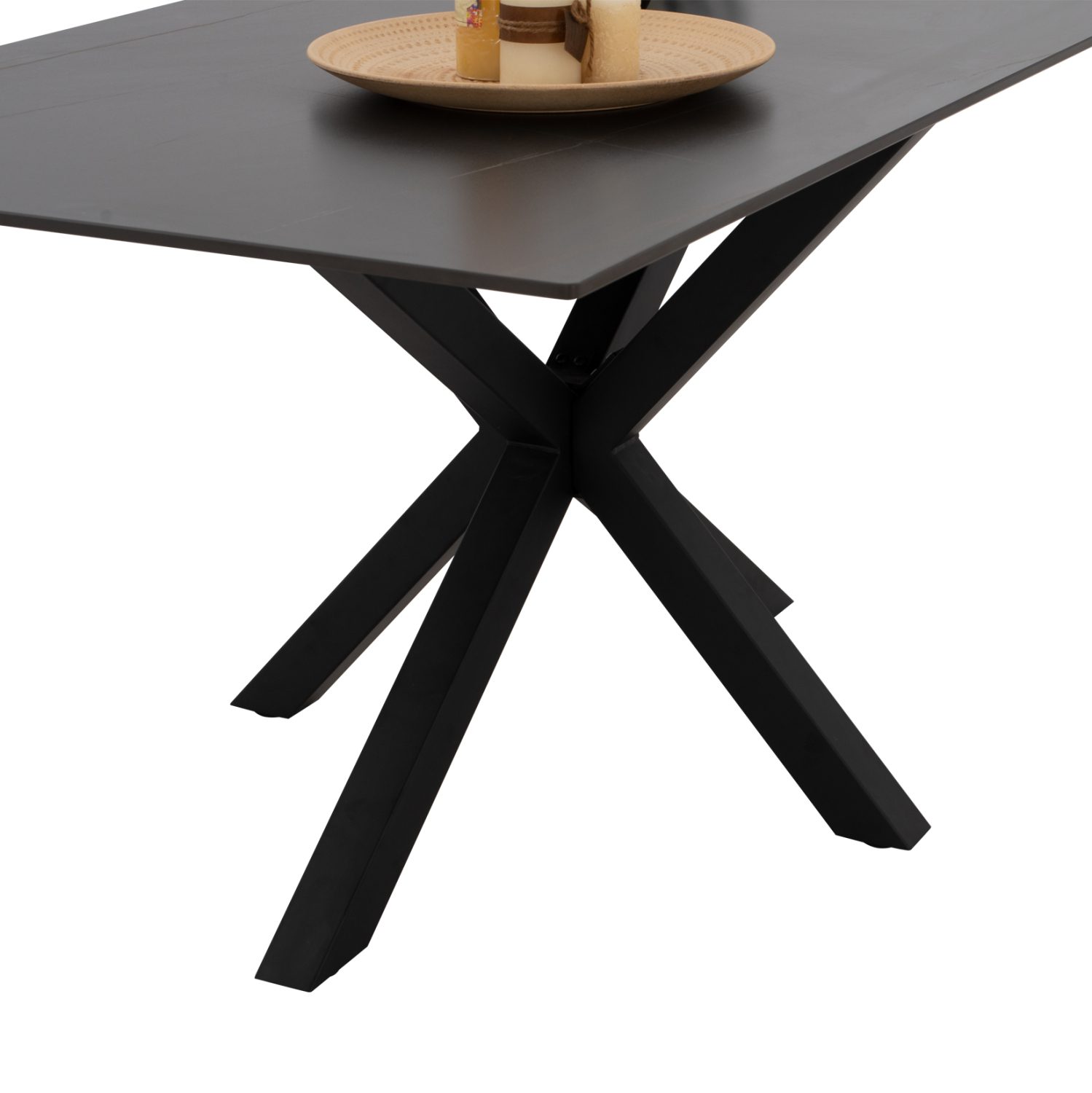 ΤΡΑΠΕΖΙ ΤΡΑΠΕΖΑΡΙΑΣ SYNTEC HM9308.01 SINTERED STONE ΜΑΥΡΟ ΜΕΤΑΛΛΙΚΑ ΠΟΔΙΑ 160x90x75Y εκ. - Image 4