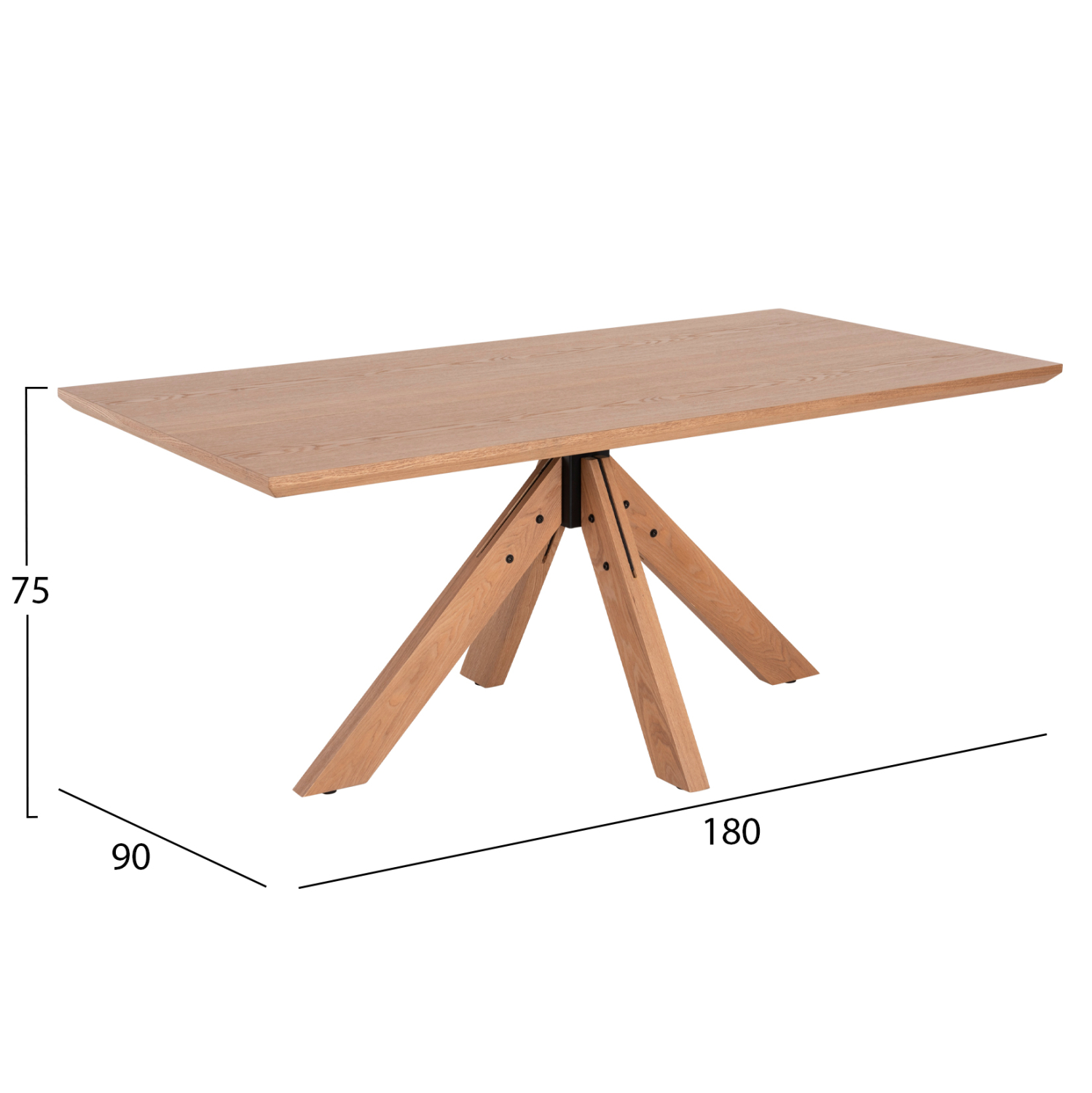 ΤΡΑΠΕΖΙ PAOLO HM9853 MDF ΜΕ ΚΑΠΛΑΜΑ ΦΡΑΞΙΝΟΥ-ΠΟΔΙΑ RUBBERWOOD-ΦΥΣΙΚΟ 180x90x75Yεκ - Image 2