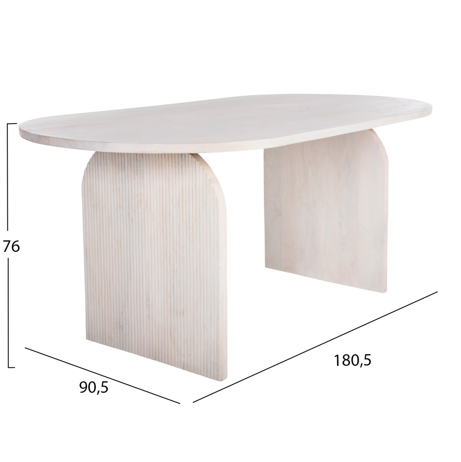 ΤΡΑΠΕΖΙ ΤΡΑΠΕΖΑΡΙΑΣ ΟΒΑΛ ΗΟΝΚΥ HM9690 ΜΑΣΙΦ ΞΥΛΟ MANGO ΣΕ ΛΕΥΚΟ 180,5x90,5x76Υεκ. - Image 2