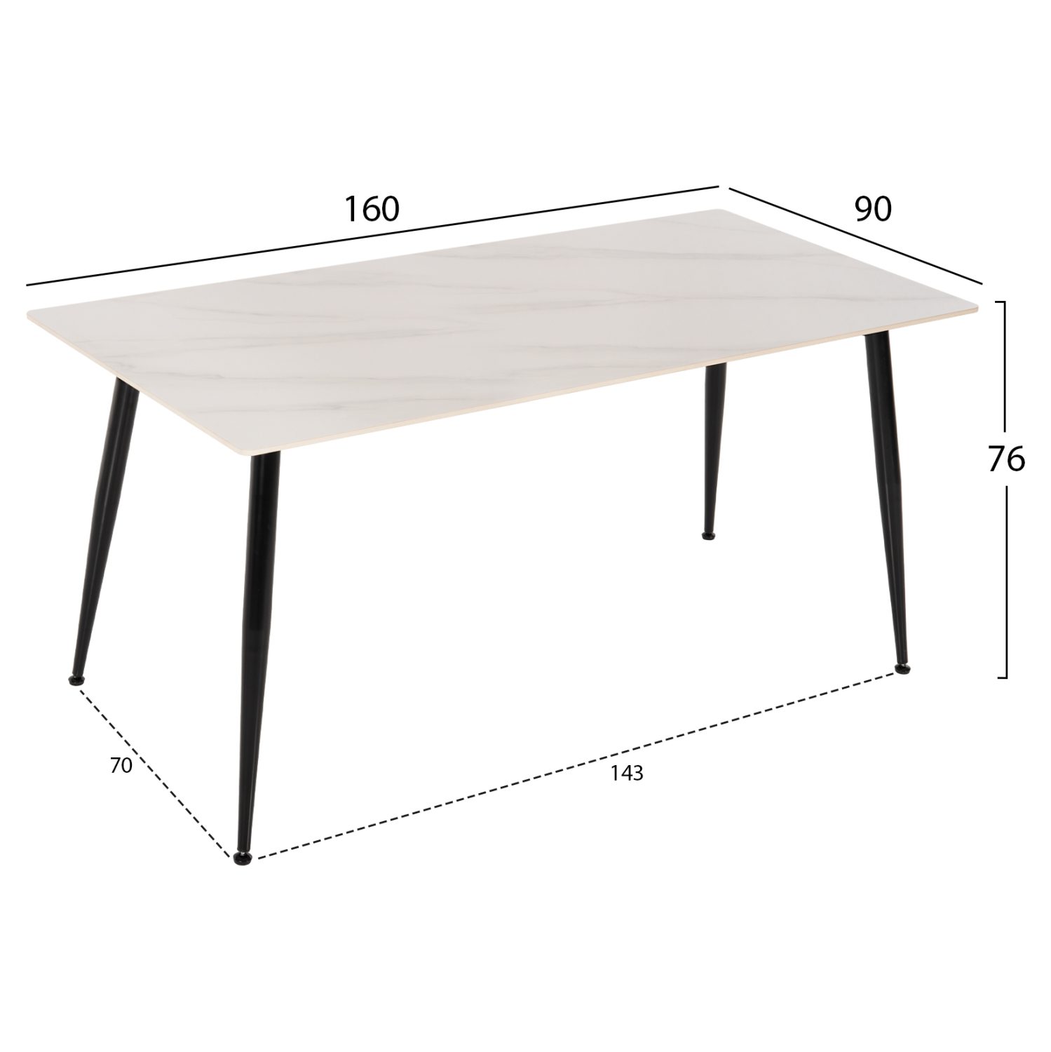 ΤΡΑΠΕΖΙ ΤΡΑΠΕΖΑΡΙΑΣ SINTERED STONE TOM HM8588.02 WHITE MARBLE 160x90x76Y εκ. - Image 2