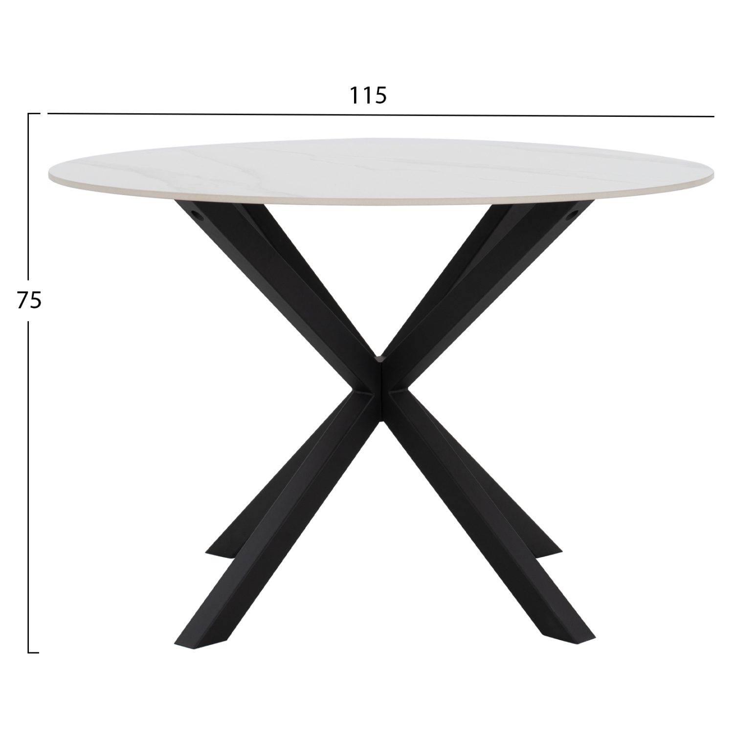 ΤΡΑΠΕΖΙ ΤΡΑΠΕΖΑΡΙΑΣ ΣΤΡΟΓΓΥΛΟ SYNTEC HM9309.02 SINTERED STONE ΛΕΥΚΟ ΜΕΤΑΛ.ΠΟΔΙΑ Φ115x75Y εκ. - Image 2